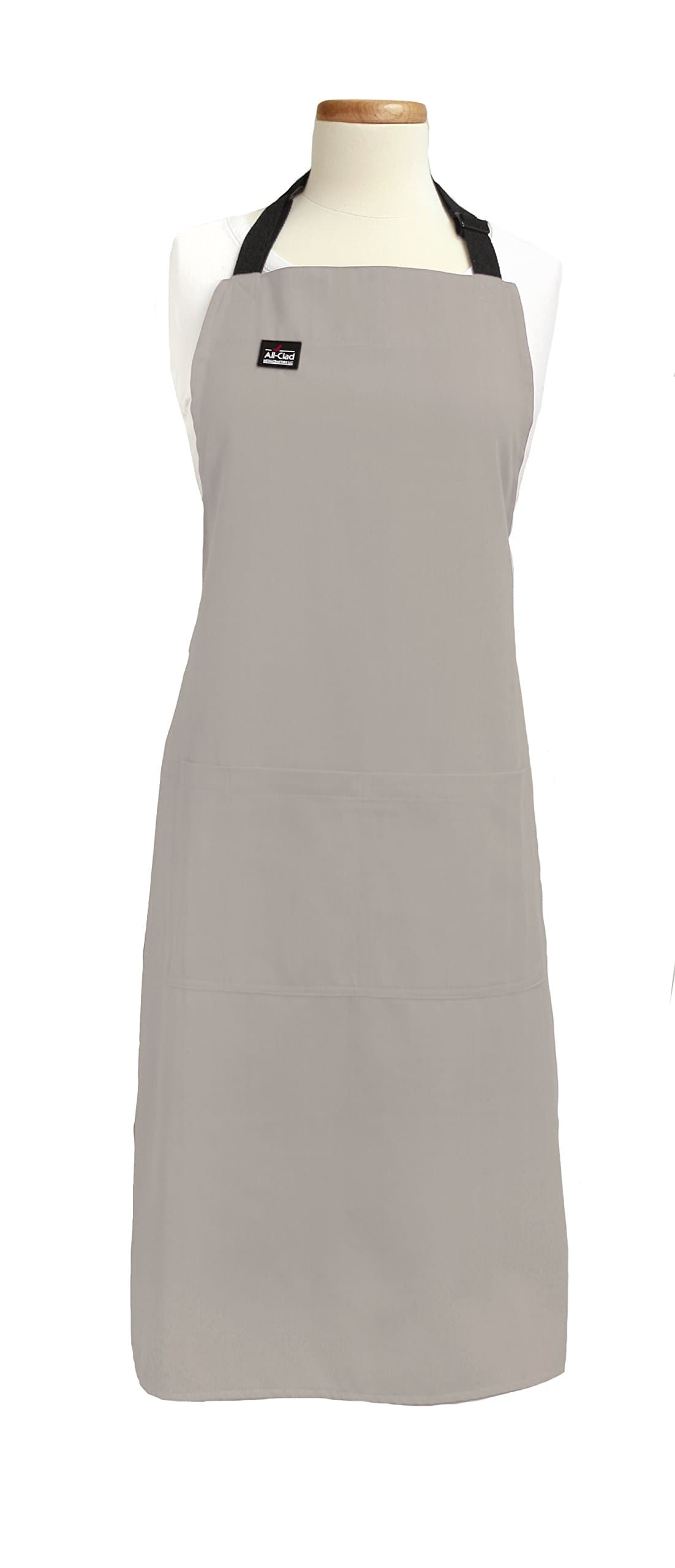 All-Clad Textiles Professional Stain Resistant Heavyweight Cotton Twill Bib Apron with Adjustable Straps, Solid Titanium