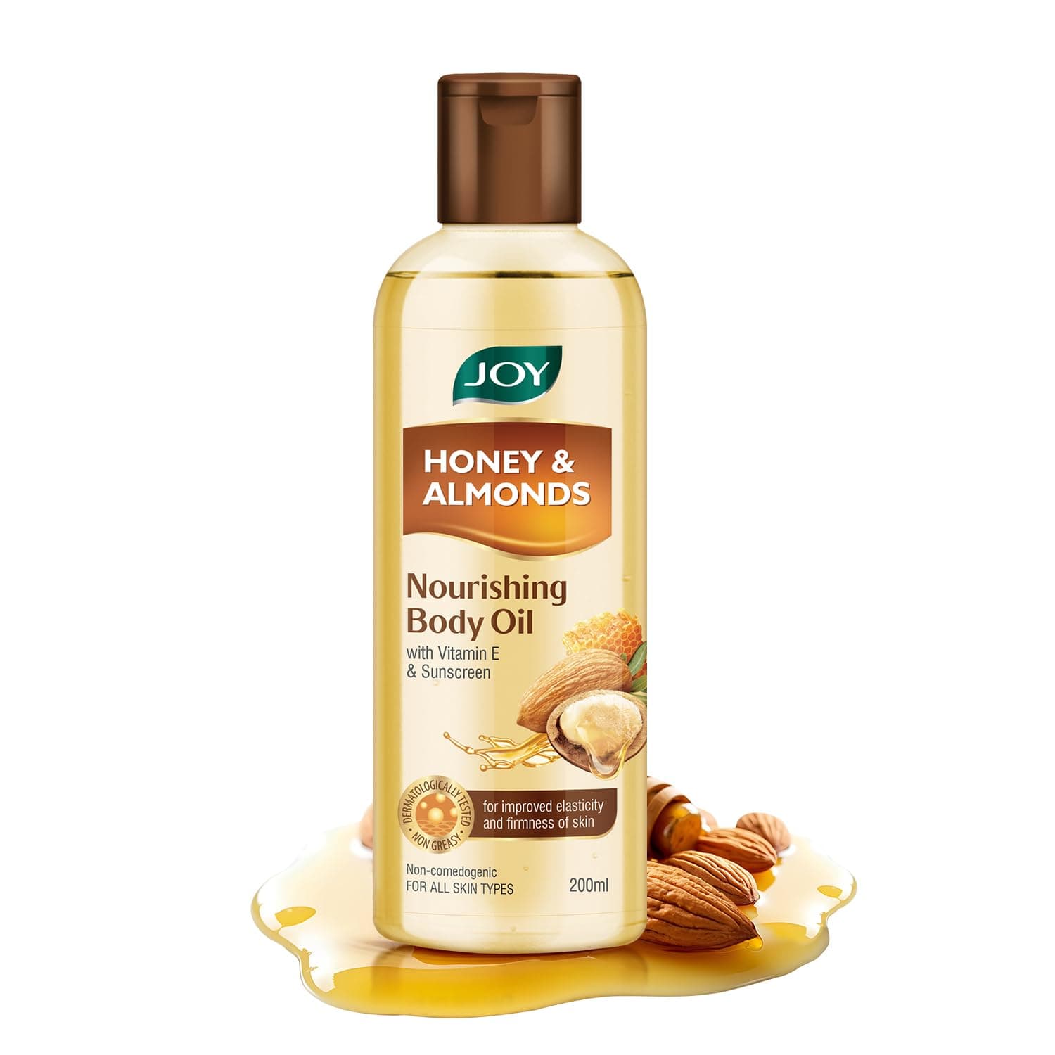Honey & Almonds Body Oil – After-Bath Daily-Use Badam Massage Oil with Vitamin E & Sunscreen | Full-Body Relaxation, Dry-Skin & Winter Moisture | 200 ml