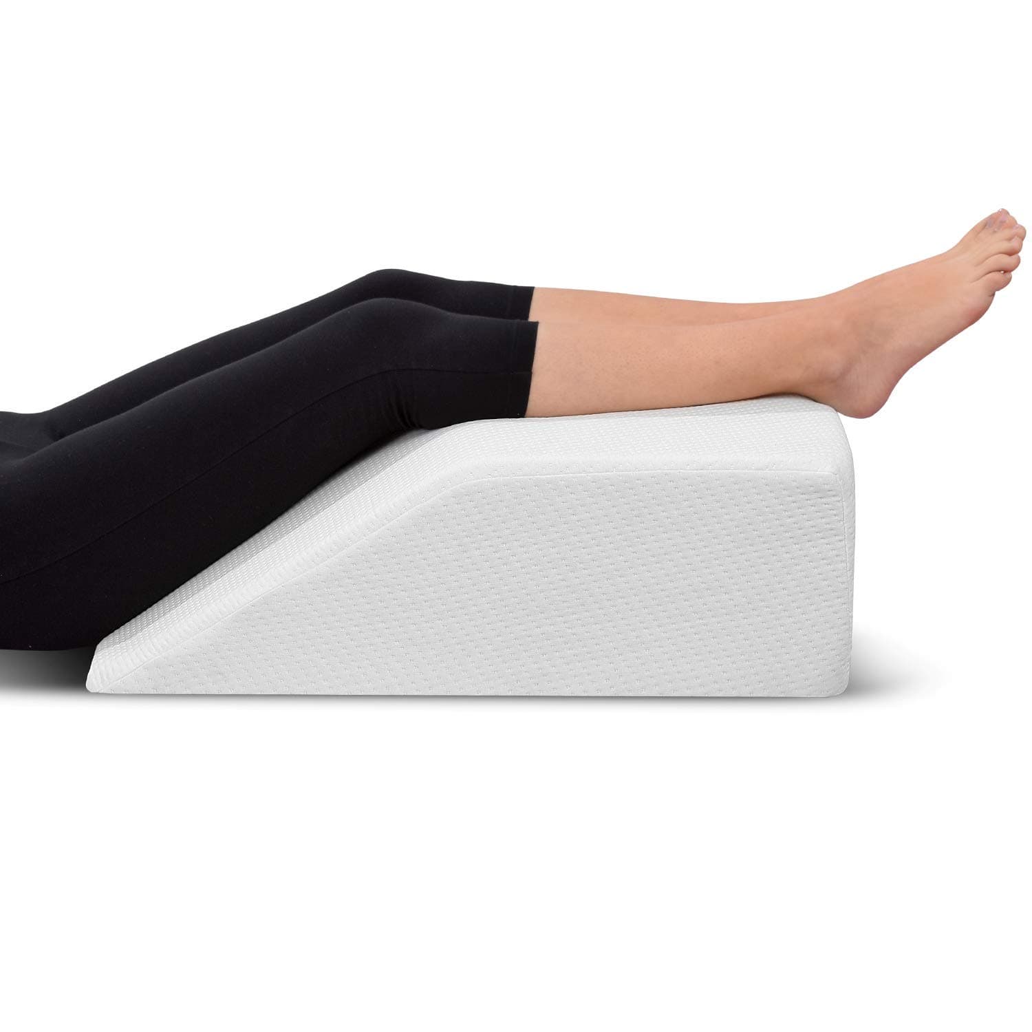 Leg Elevation Pillow - with Memory Foam Top, High-Density Leg Rest Elevating Foam Wedge- Relieves Leg Pain, Hip & Knee Pain, Improves Blood Circulation, Reduces Swelling - Breathable, Washable Cover