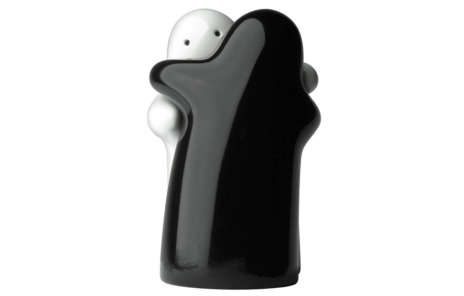 Couple Salt and Pepper Shakers Black White Modern Vintage Design - Easy to Fill and Dispense - Perfect for
