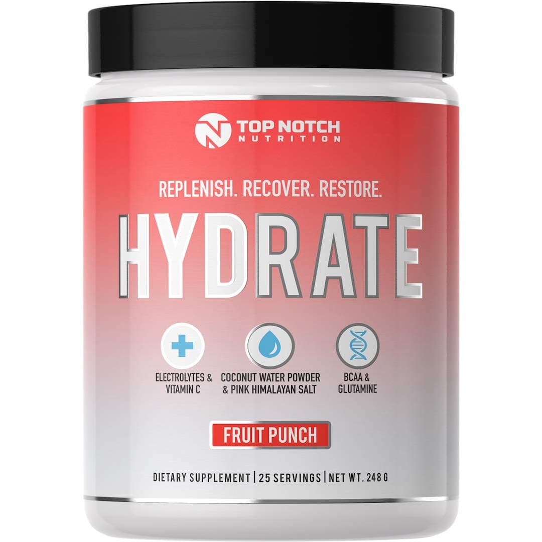 Top Notch Nutrition Electrolyte Replacement Powder Supplement with Coconut Water Powder BCAA's L Glutamine Vitamin C and Essential Electrolytes Replenish Recover Restore Your Body (Fruit Punch)