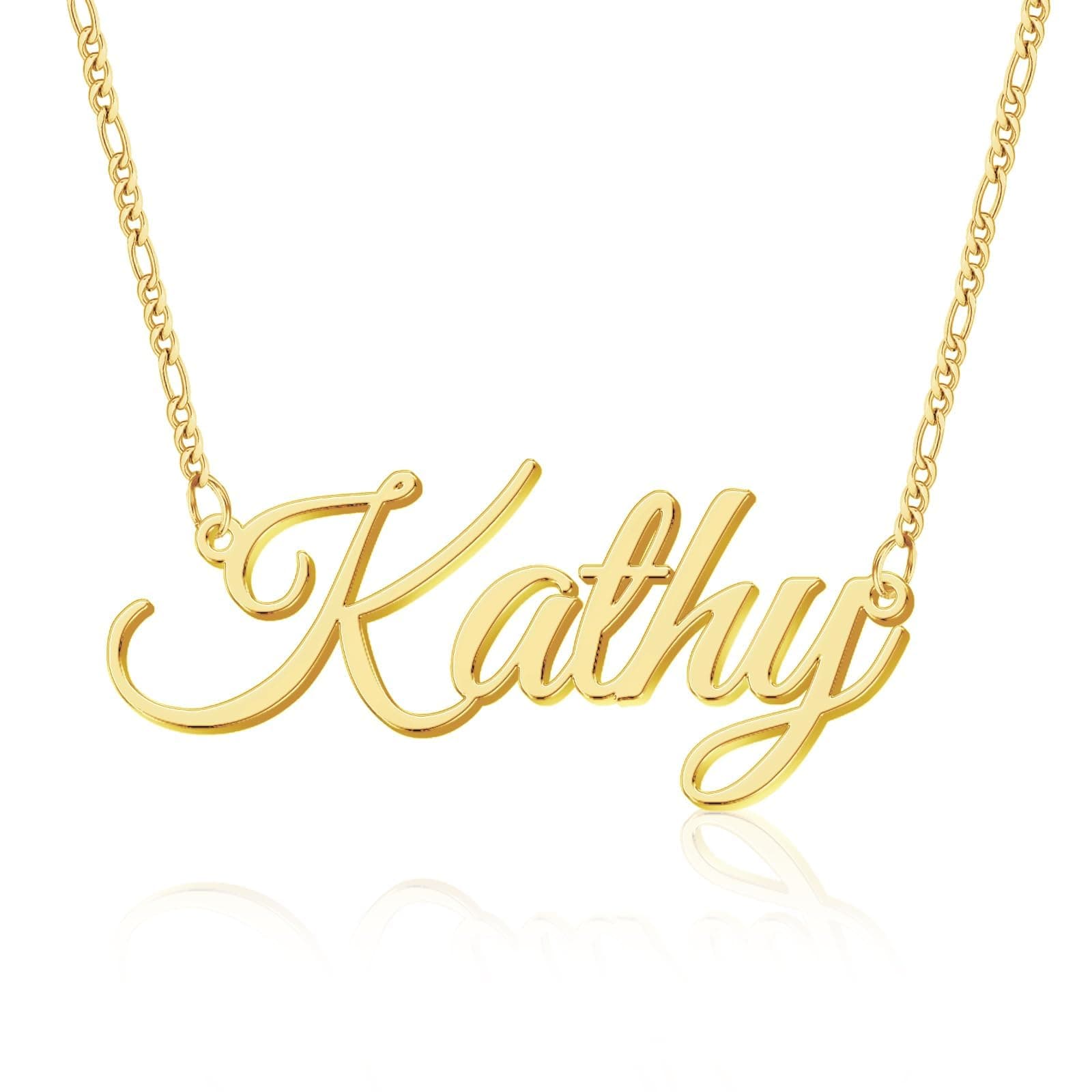 Custom Name Necklace, 18K Gold Plated Nameplate Personalized Jewelry Gift for Women
