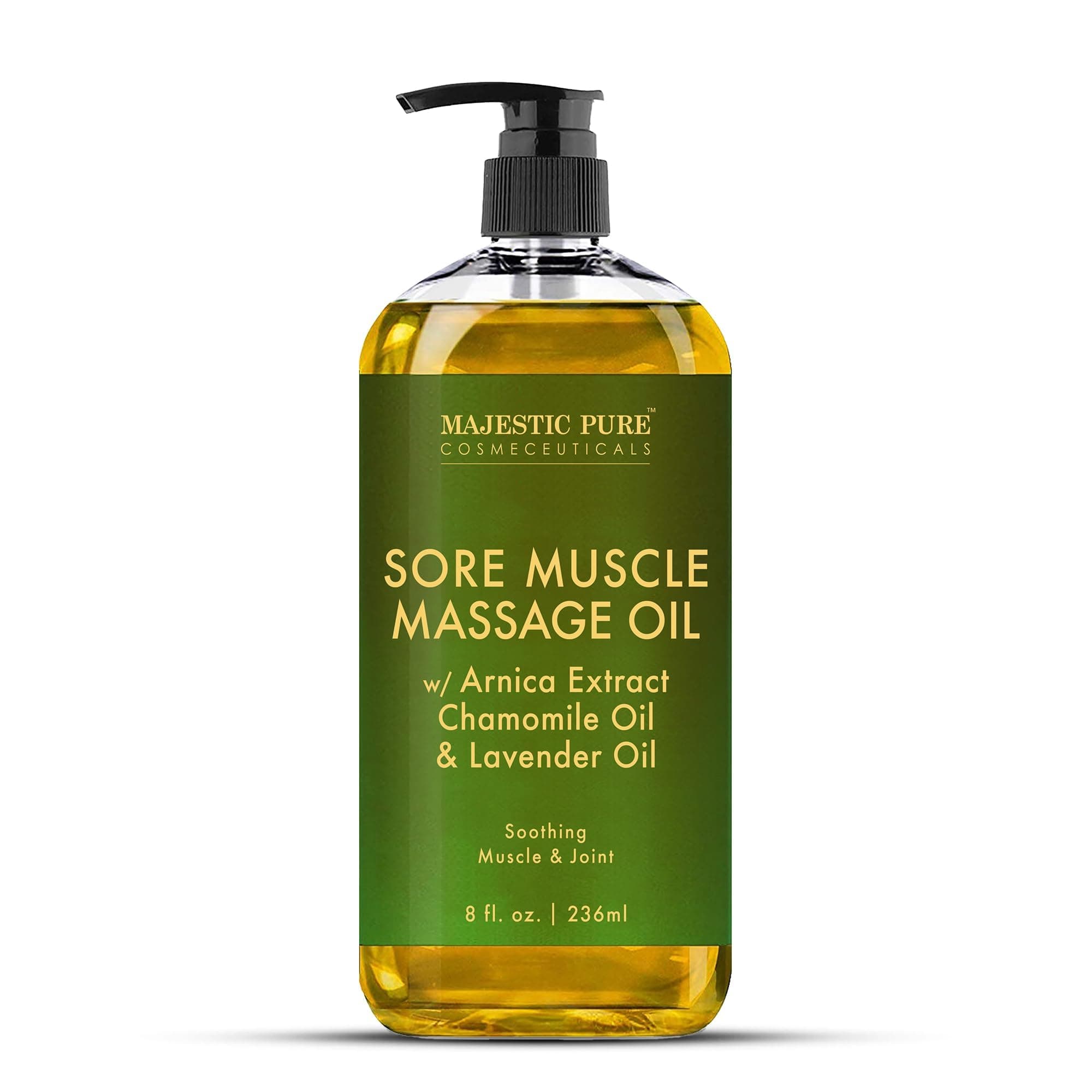 Arnica Sore Muscle Massage Oil for Massage Therapy - Refreshing and Relaxing - Natural Oils with Lavender & Chamomile Essential Oils - All Skin Types - Men & Women Massage Lotion-8 fl oz