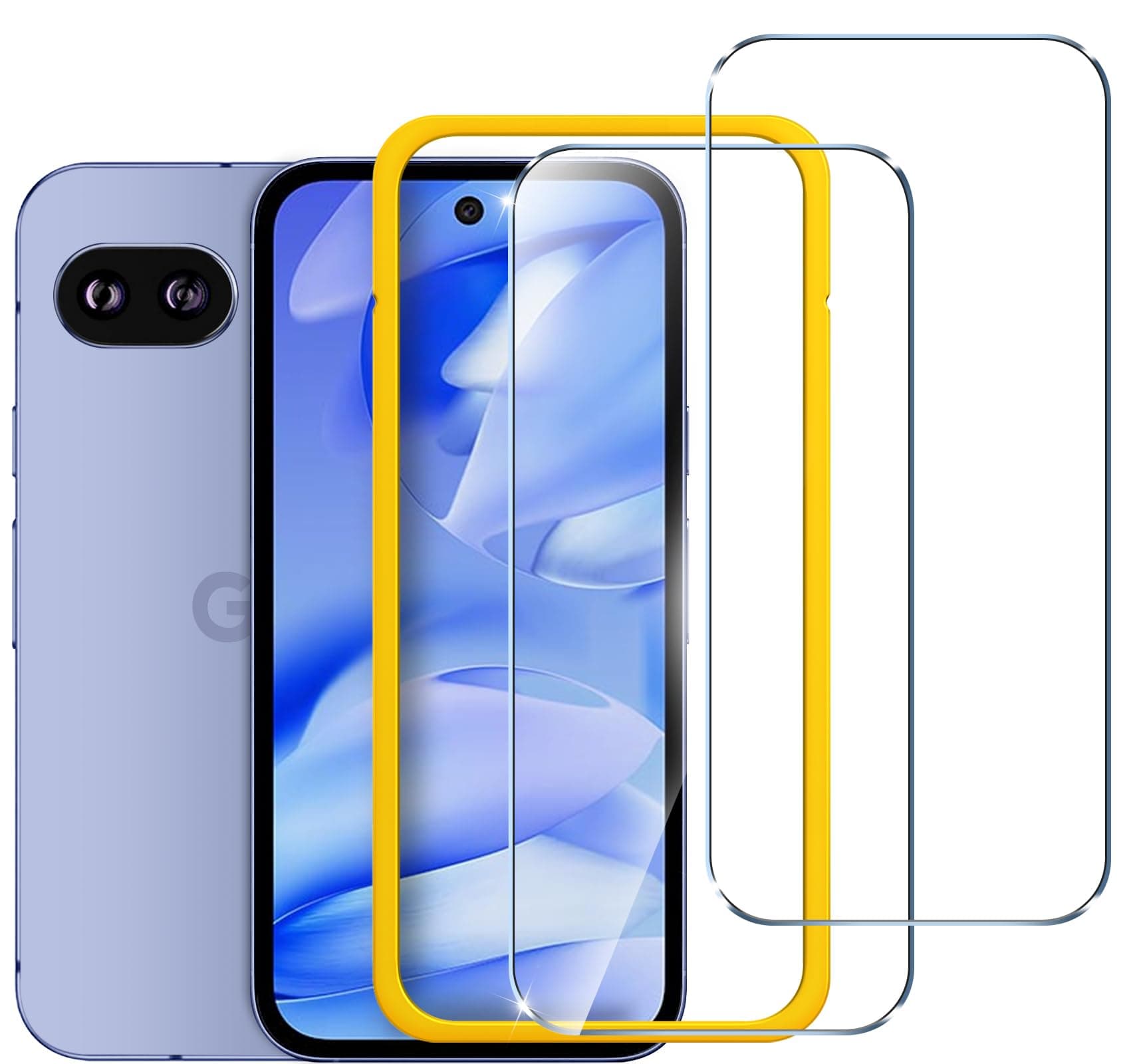 ivoler 2 Pack Screen Protector for Google Pixel 9a, Tempered Glass Film, Alignment Frame, Easy Installation, Anti-Scratch Case Friendly Clear HD Film