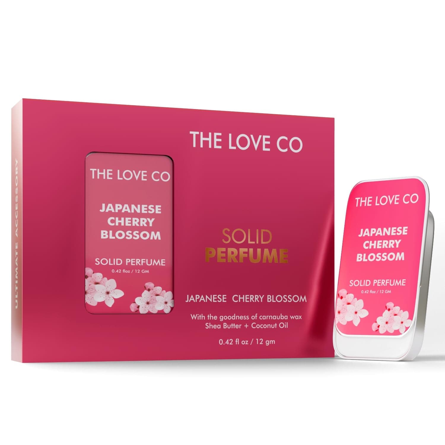 THE LOVE CO. Japanese Cherry Blossom Solid Perfume for Men & Women 12gm | Long-Lasting Floral Fragrance Balm | Alcohol-Free, Travel-Friendly, Pocket Perfume Stick