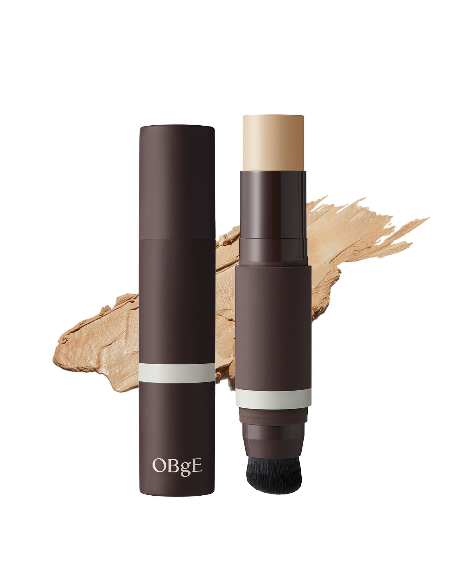 OBgE Natural Cover Foundation #25 (Sand, 0.5oz) - Stick Foundation with Brush for Flawless Skin Tone Correction and Coverage. Long-Lasting Wear for Daily Use.