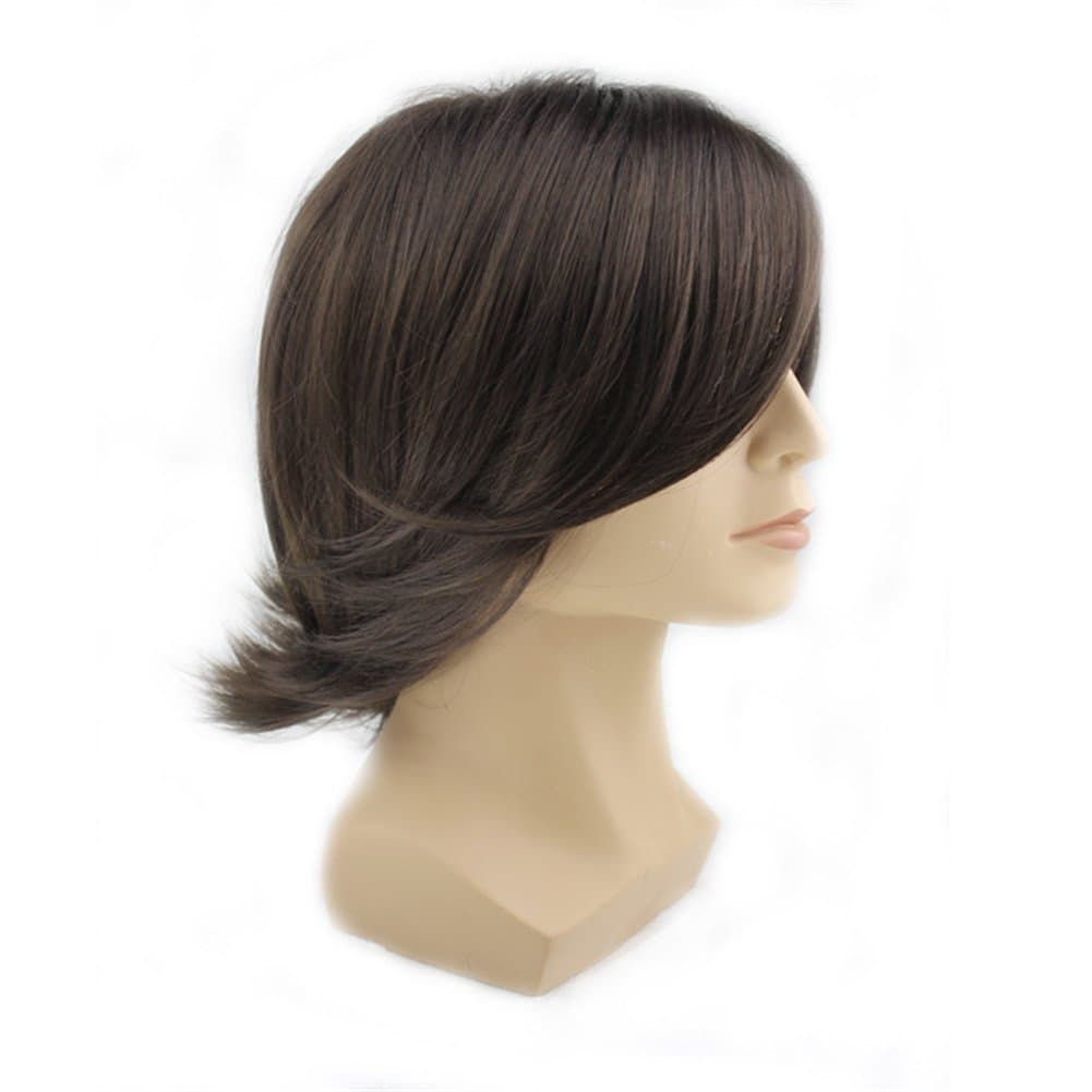 Men's Fashion Medium Style Wave Wig Dark Brown Color Wig by wonderful lifetime