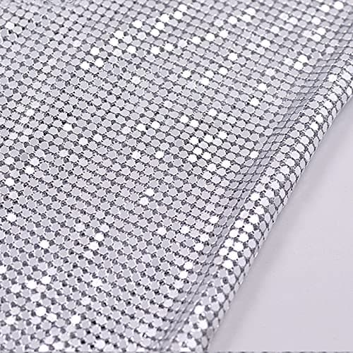 Craft Material Metal mesh Squin Fabric cuttable for Clothing Bag Making Party Decorations (Bright Silver Sequins) ¡