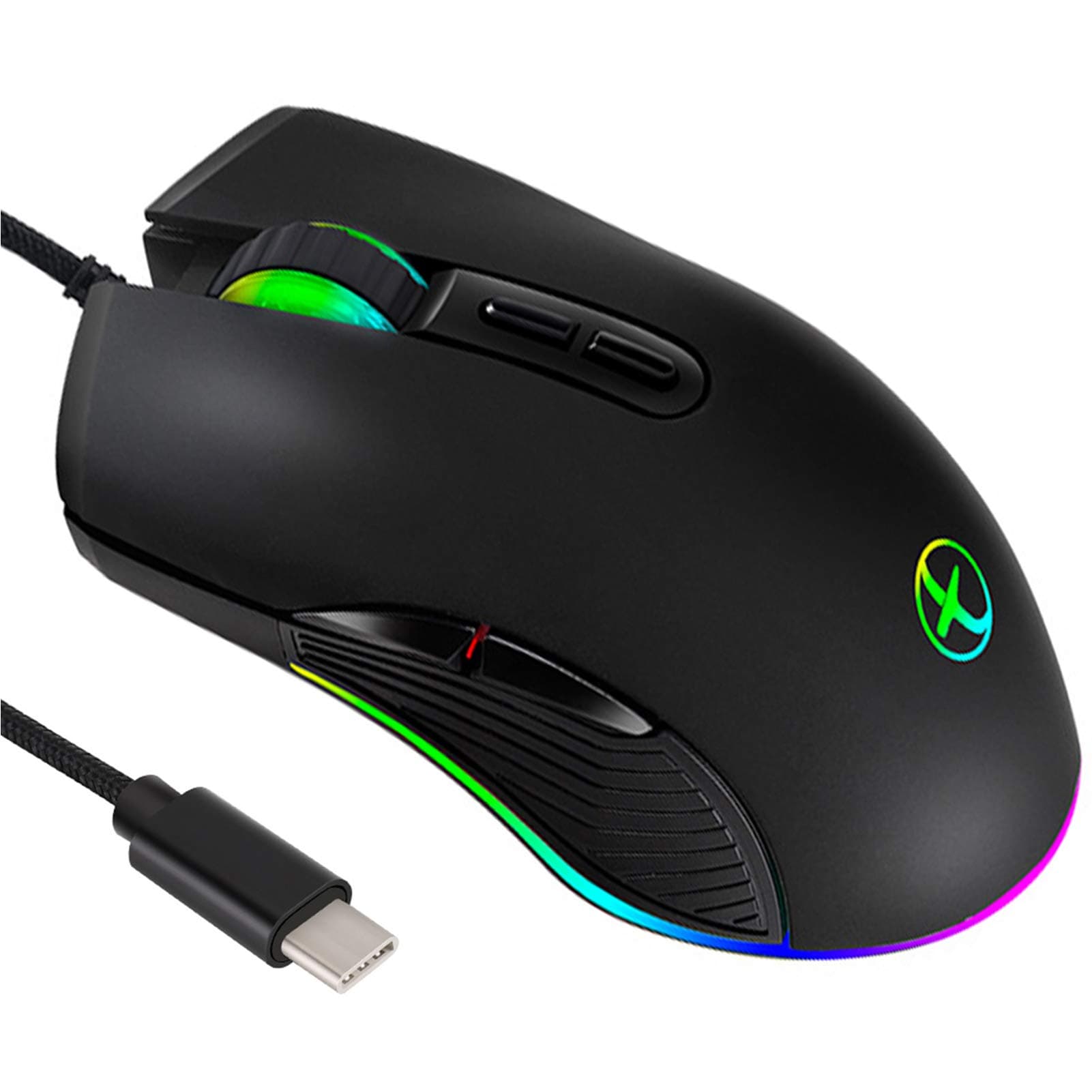 IULONEE Type C Mouse, Wired USB C Mice Gaming Mouse Ergonomic 4 RGB Backlight 3200 DPI Compatible with M@c, Matebook, Chromebook, HP OMEN, Windows PC, Laptop and More USB Type C Devices (Black)