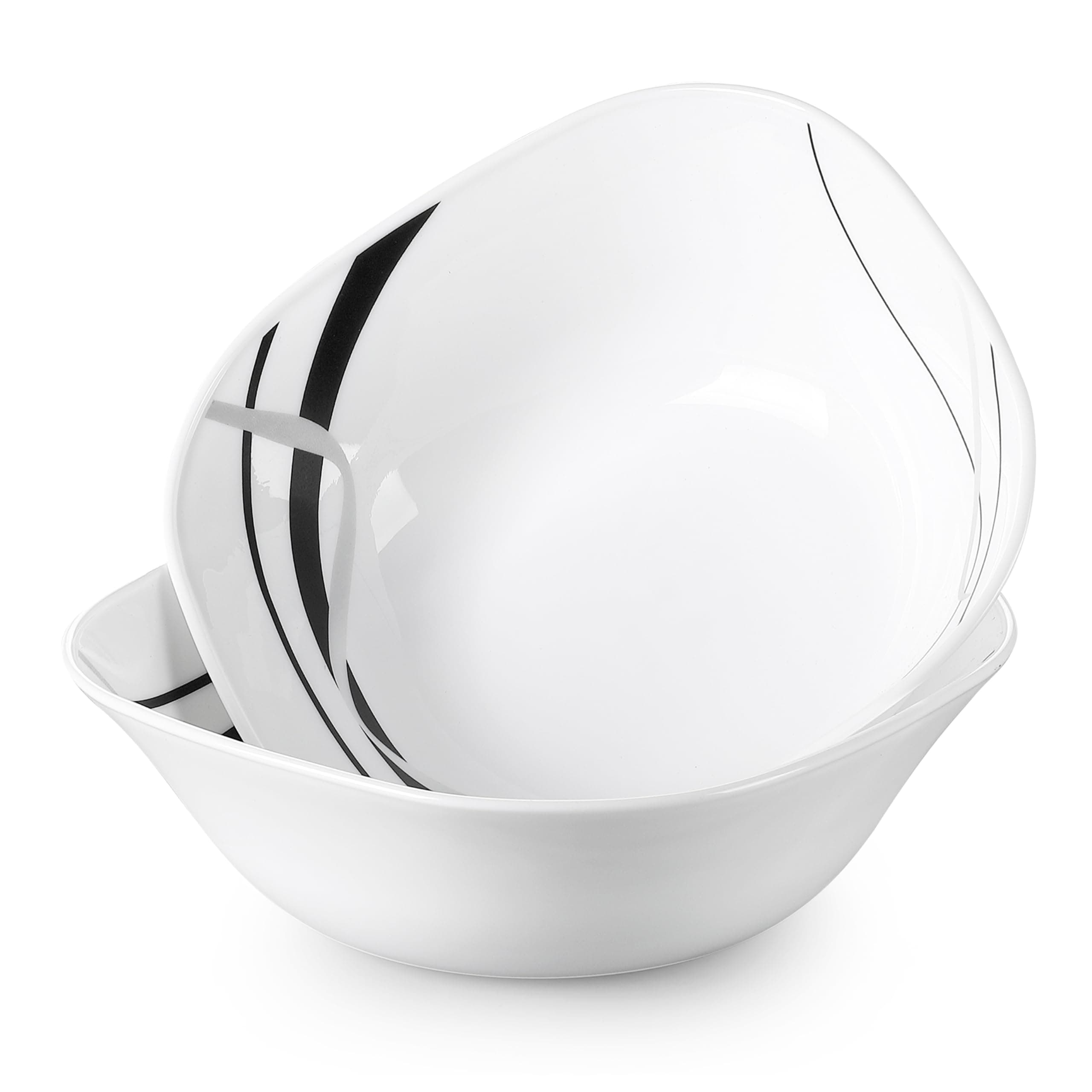 VEWEET Fiona Glass Salad Bowls, 2-Piece Soup Bowls Made of Opal Glass, 1500 ml, 22.5 x 22.5 x H 7.1 cm, Supplement to The Fionaglas Dinner Service