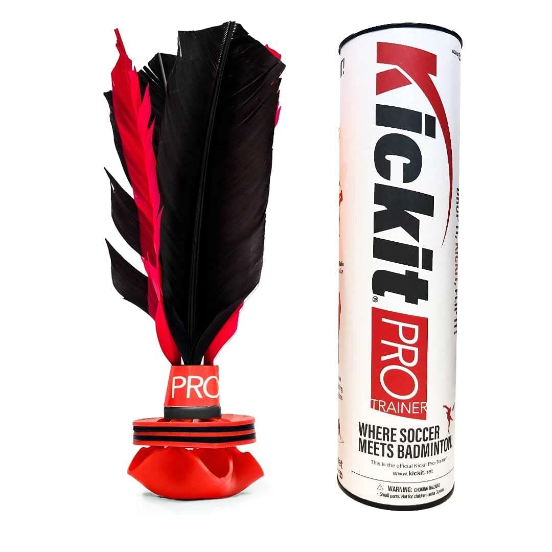 Kickit | The Original Birdie Soccer PRO Trainer | Play Outdoors, Indoors or Backyard, Beach or Tailgate, All Ages Fun & Travel Friendly (Black & Red)