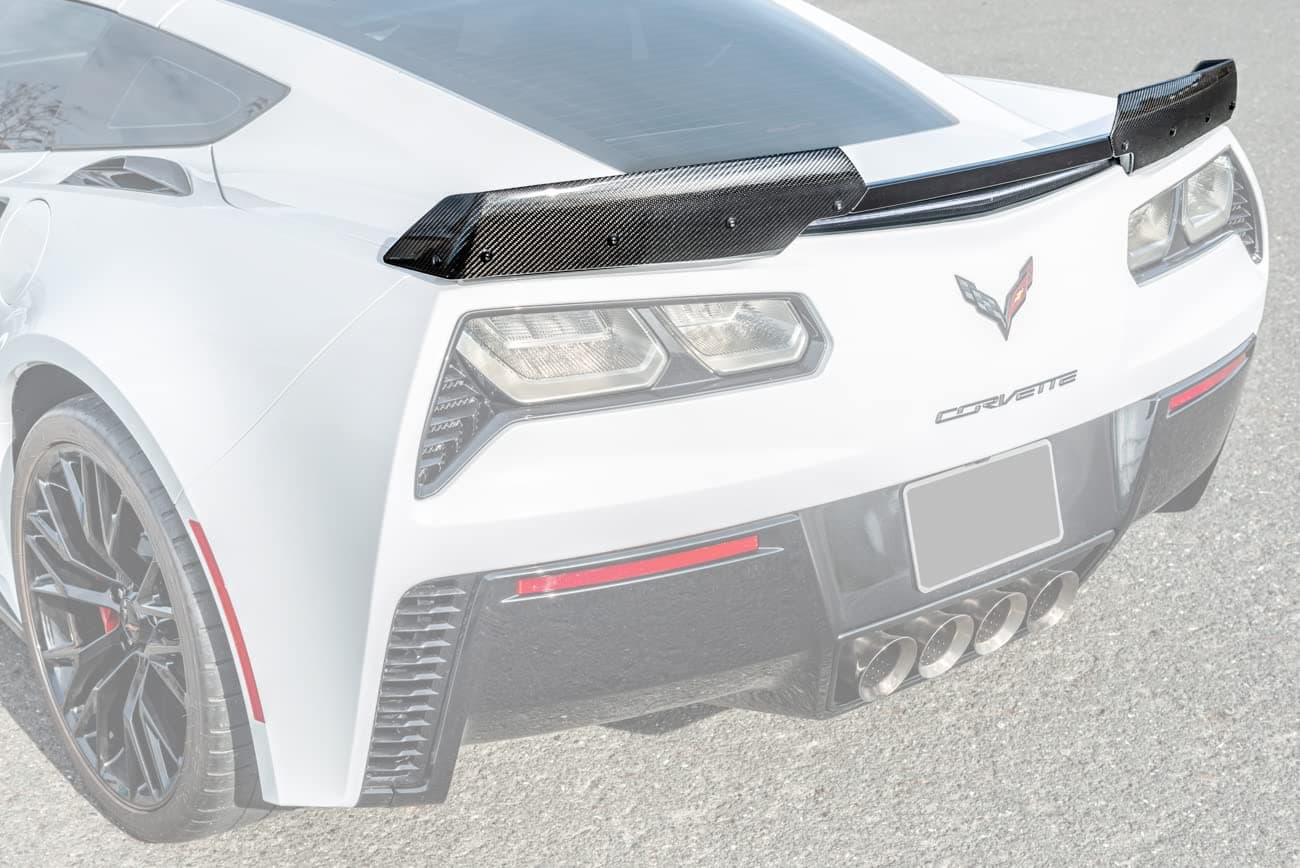 Extreme Online Store Replacement for 2014-2019 Chevrolet Corvette C7 | Z06 Stage 2 GM Factory Style Carbon Fiber Rear Wing Spoiler Side Winglets Extension Pair