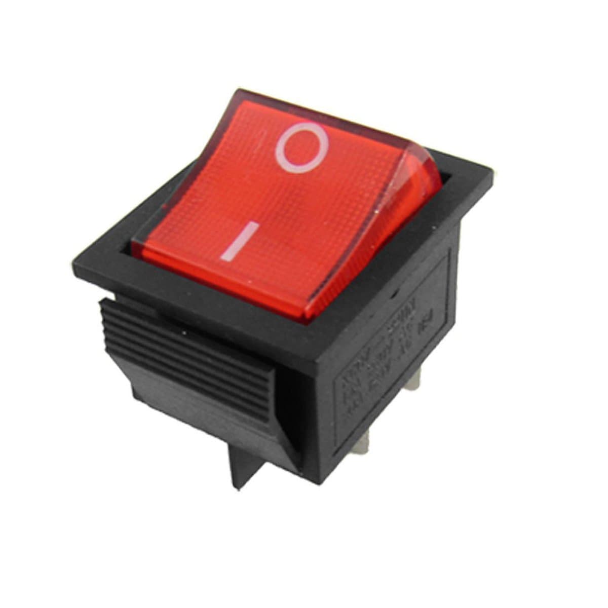 Red Light 4 Pin DPST ON/Off Snap in Rocker Switch 15A/250V 20A/125V AC 28x22mm