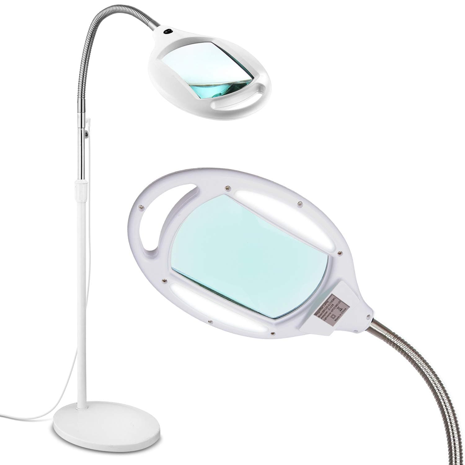 LightView Pro Magnifying Glass with Light and Stand, Magnifying Floor Lamp with Sturdy Weighted Base for Facials, Lash Estheticians, Bright LED Work Light for Sewing, Crafts