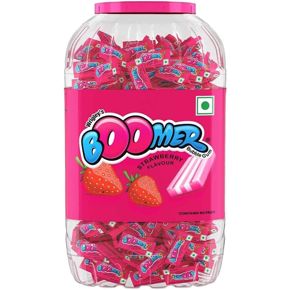 Boomer Bubble Gum Jar | Strawberry Flavoured Chewing Gum | Long Lasting Sweetness | Fun Chewing Gum Ideal for Sharing with Friends | 850 g | Pack of 1