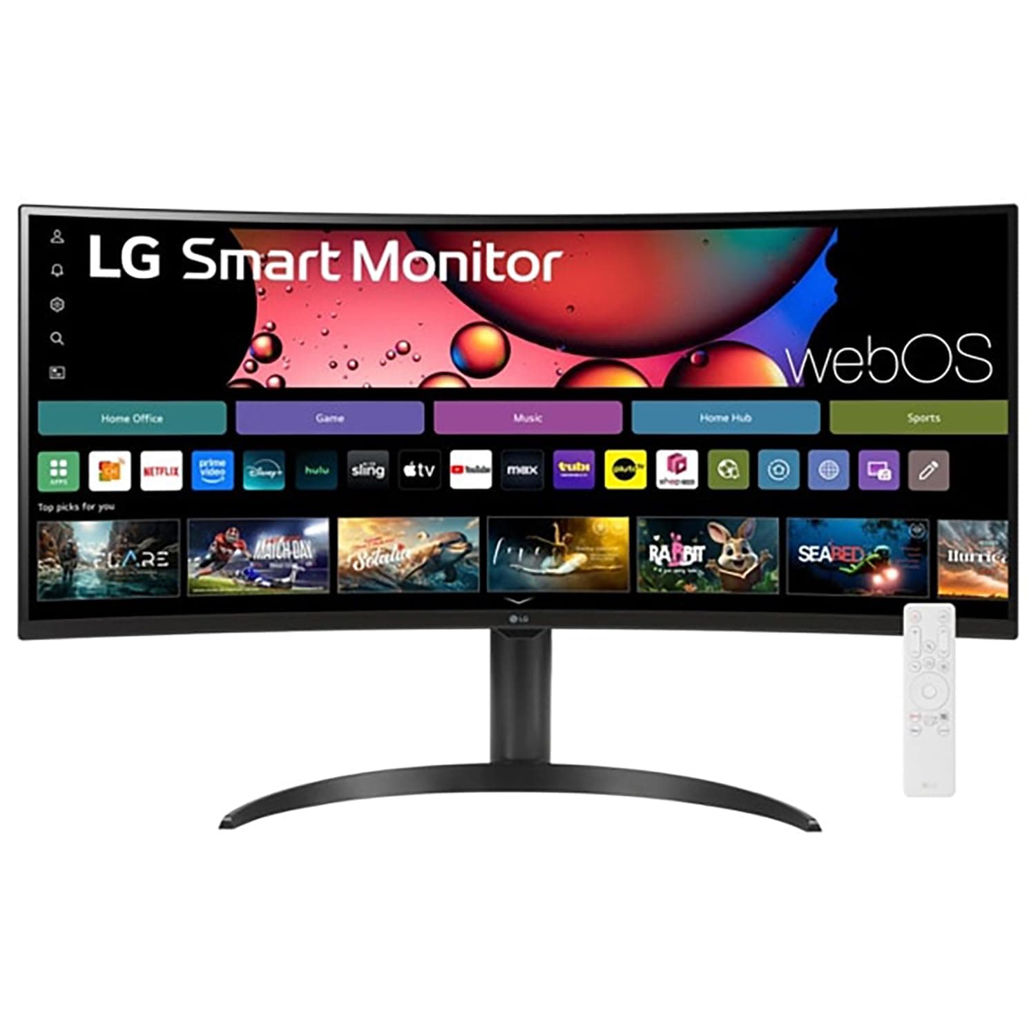 LG 34" Curved UltraWide WQHD(3440x1440) Smart Monitor with HDR10 99% sRGB, 100Hz, Magic Remote, AirPlay 2 & Adjustable Stand, webOS