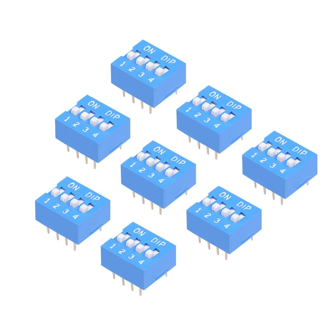 8Pcs Blue DIP Switch Horizontal 1-4 Positions 2.54mm Pitch for Circuit Breadboards PCB