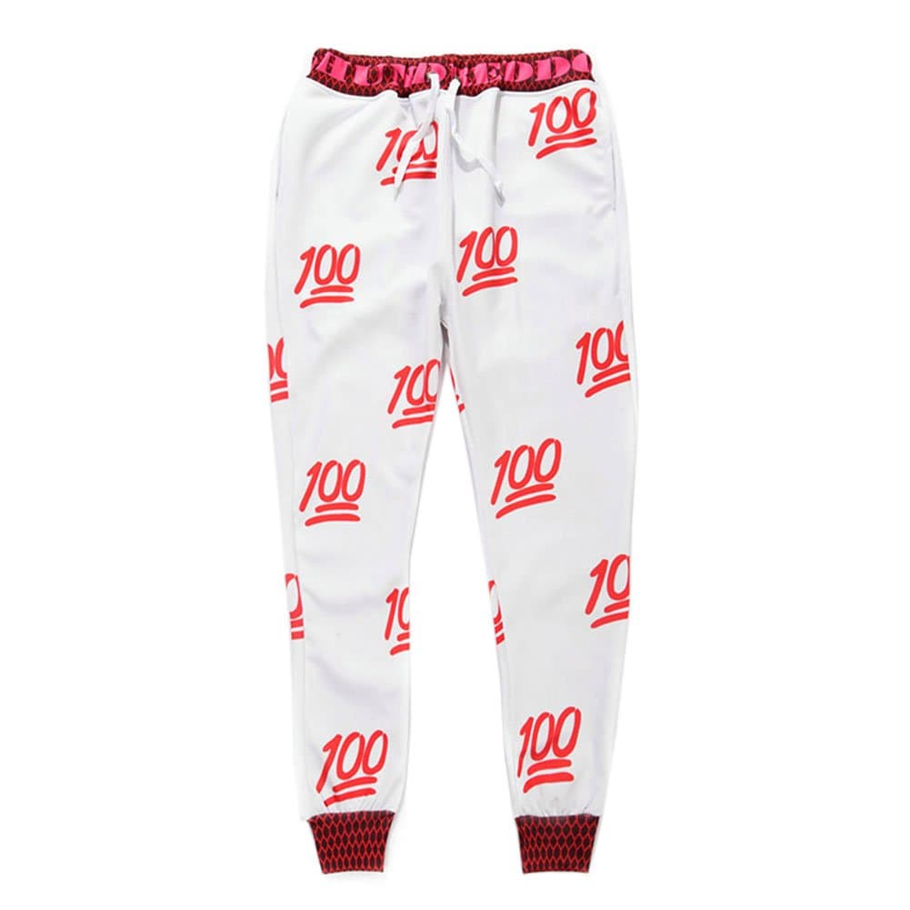 Unisex Emoji 100 Pants Joggers Sweatpants Sportswear Trousers Swag jogging (L)