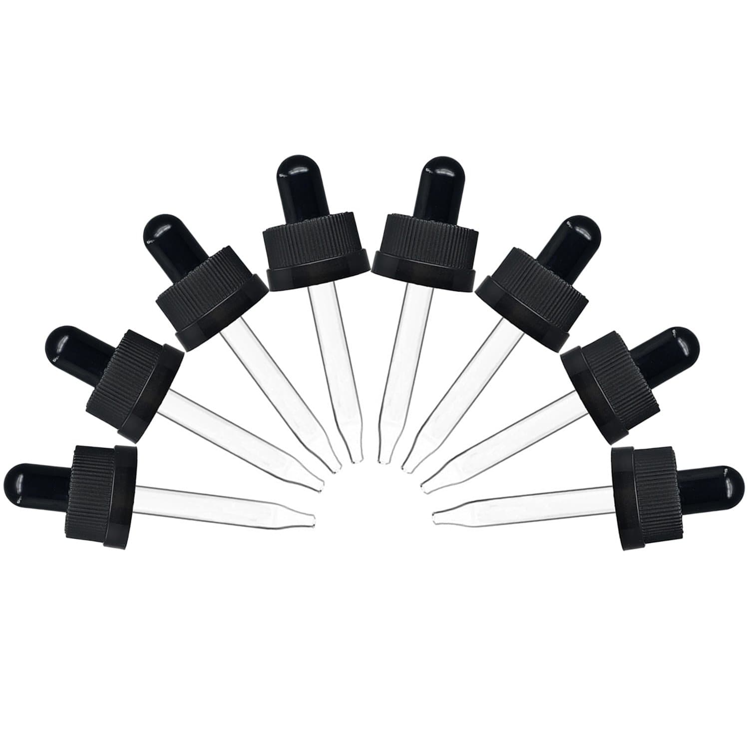 CettkownsGlass Eye Droppers with Pressure Rotating Child Safety Cover Perfect for Essential Oils, Set of 8, Compatible with doTERRA and Young Living 10ml Bottles