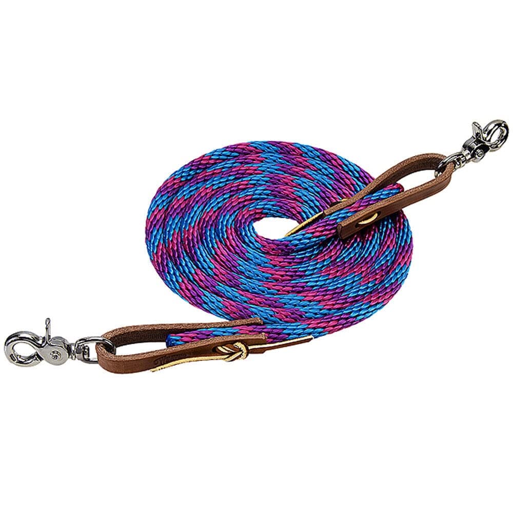 Weaver Leather Poly Roper Rein, Hurricane Blue/Pink Fusion/Purple Jazz, 3/8" x 8'