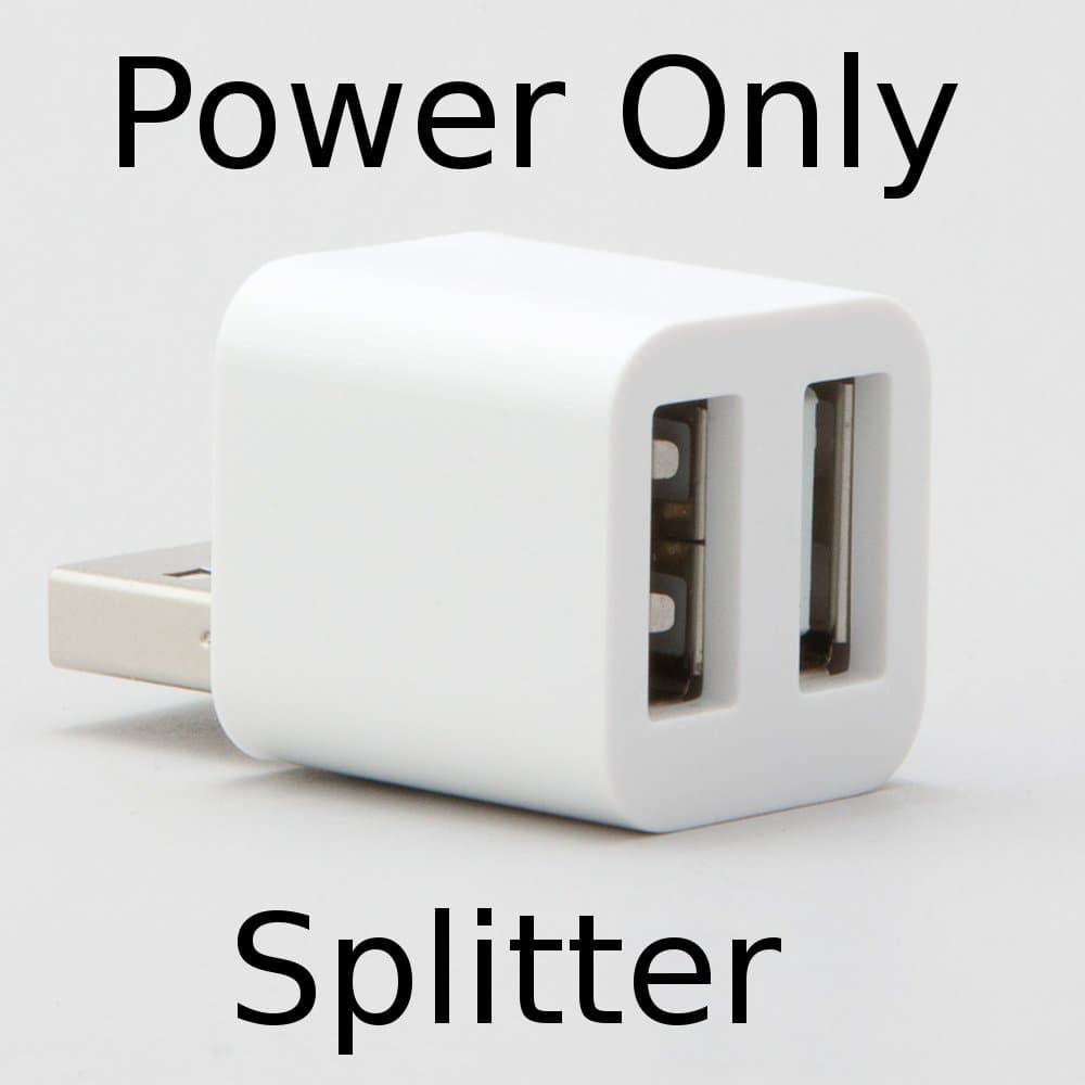 Cute USB Mini 2-Port POWER ONLY Splitter (White)