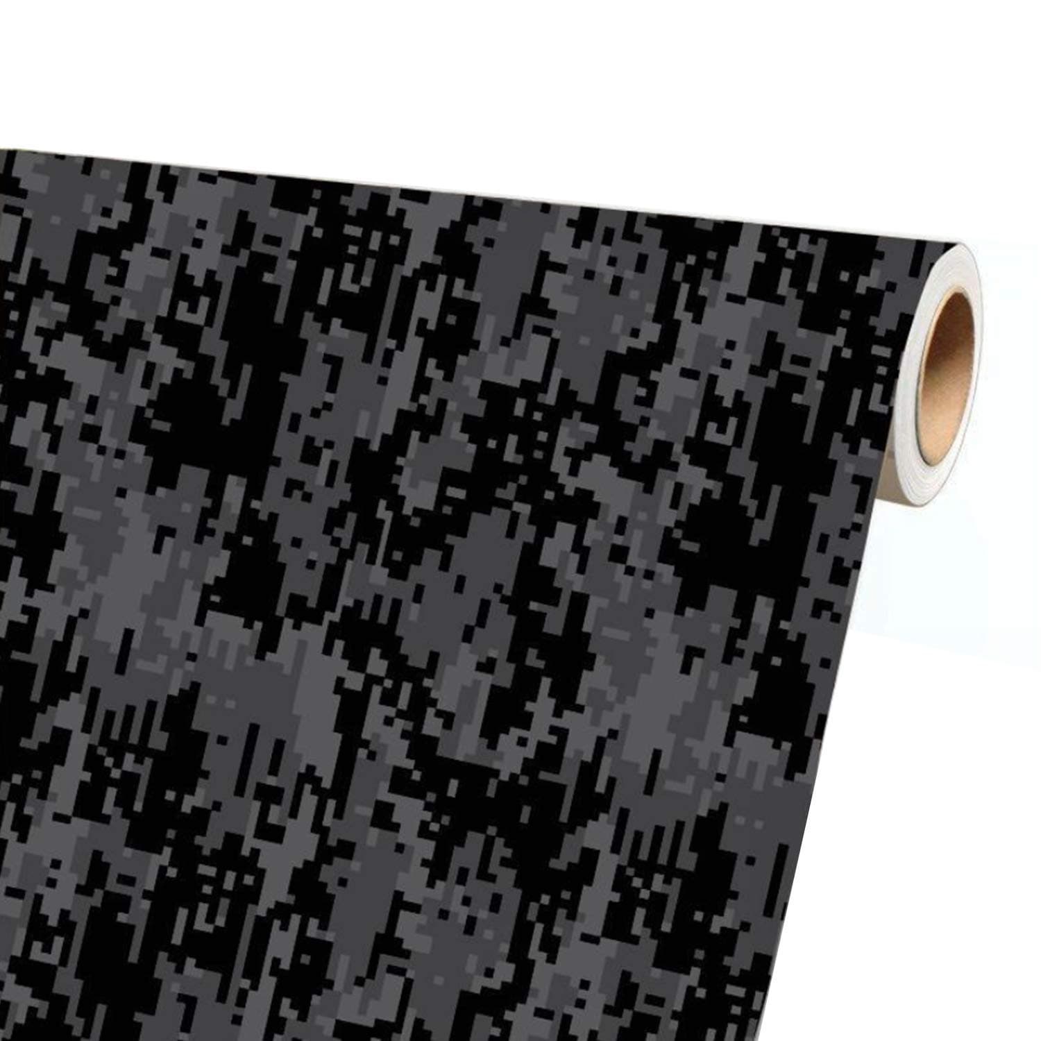 Sky Auto INCDigital Black Gray Camouflage Vinyl Car Wrap Film Sheet + Free Cutter & Squeegee (3FT x 5FT/36" x 60")