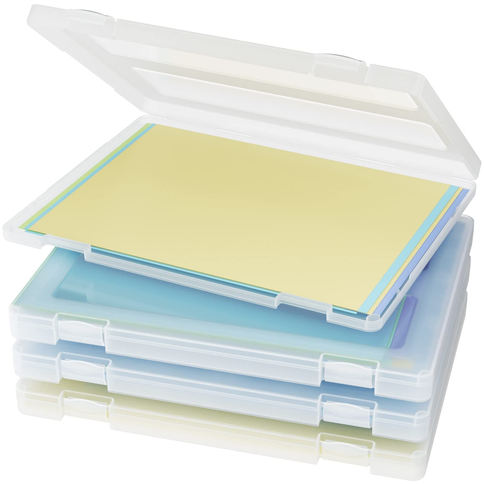 Denkee 4 Pack A4 File Portable Project Case, Plastic Storage Box for 8.
