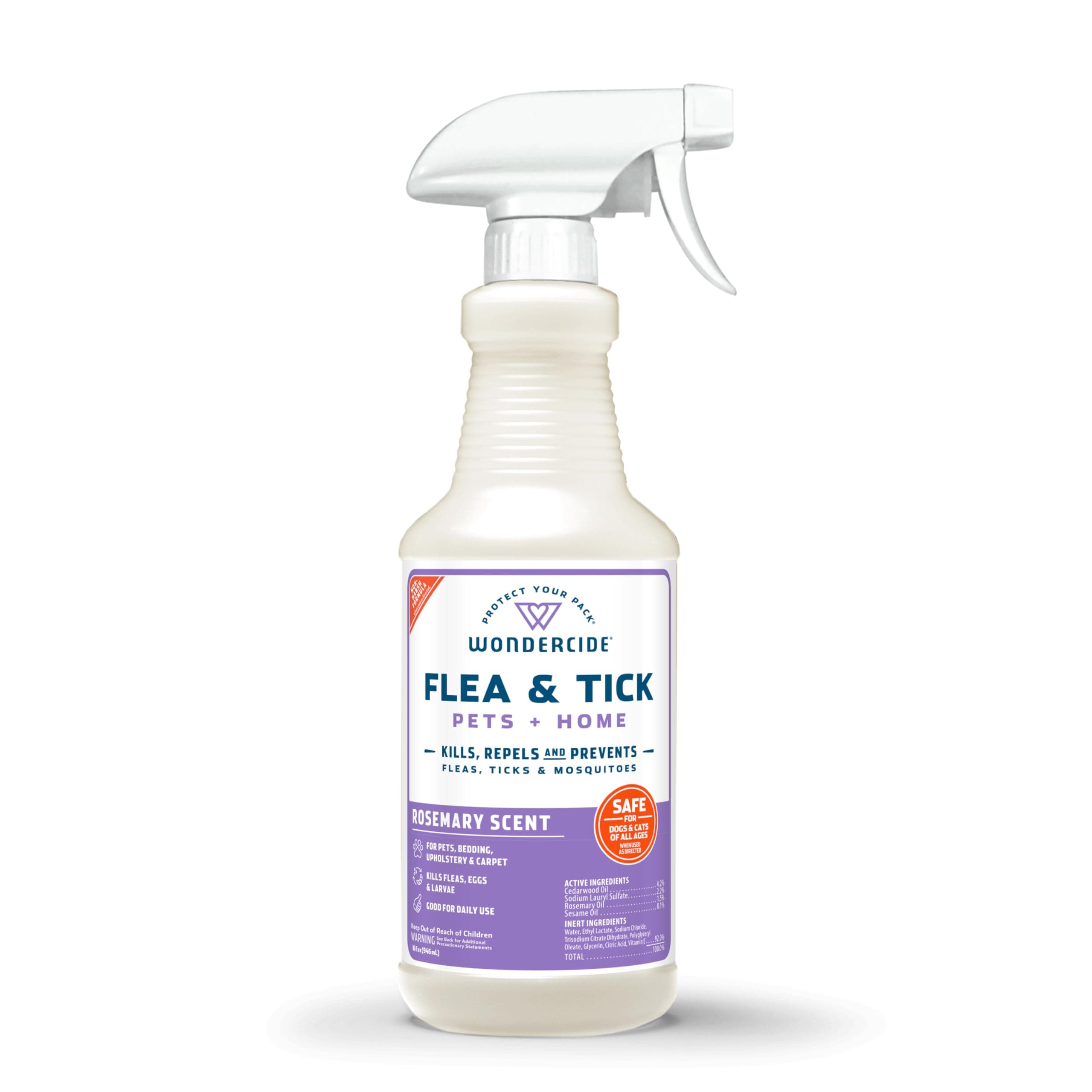 Wondercide Natural Flea, Tick and Mosquito Spray for Dogs, Cats, and Home - Flea and Tick Killer, Prevention, Treatment - 16 oz Rosemary