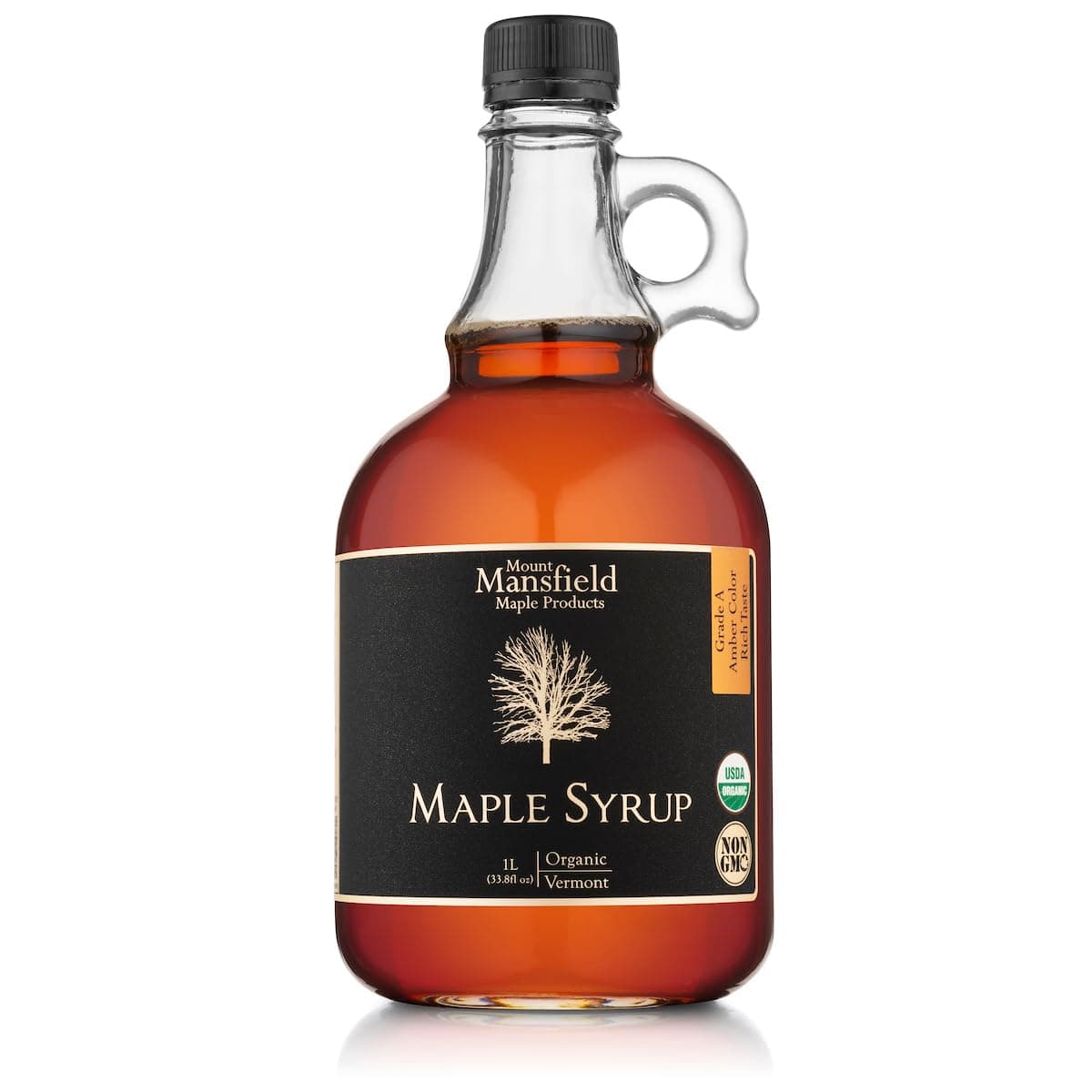 Mansfield Maple Certified Organic Pure Vermont Maple Syrup in Glass Bottles Grade A Dark Robust, Liter)