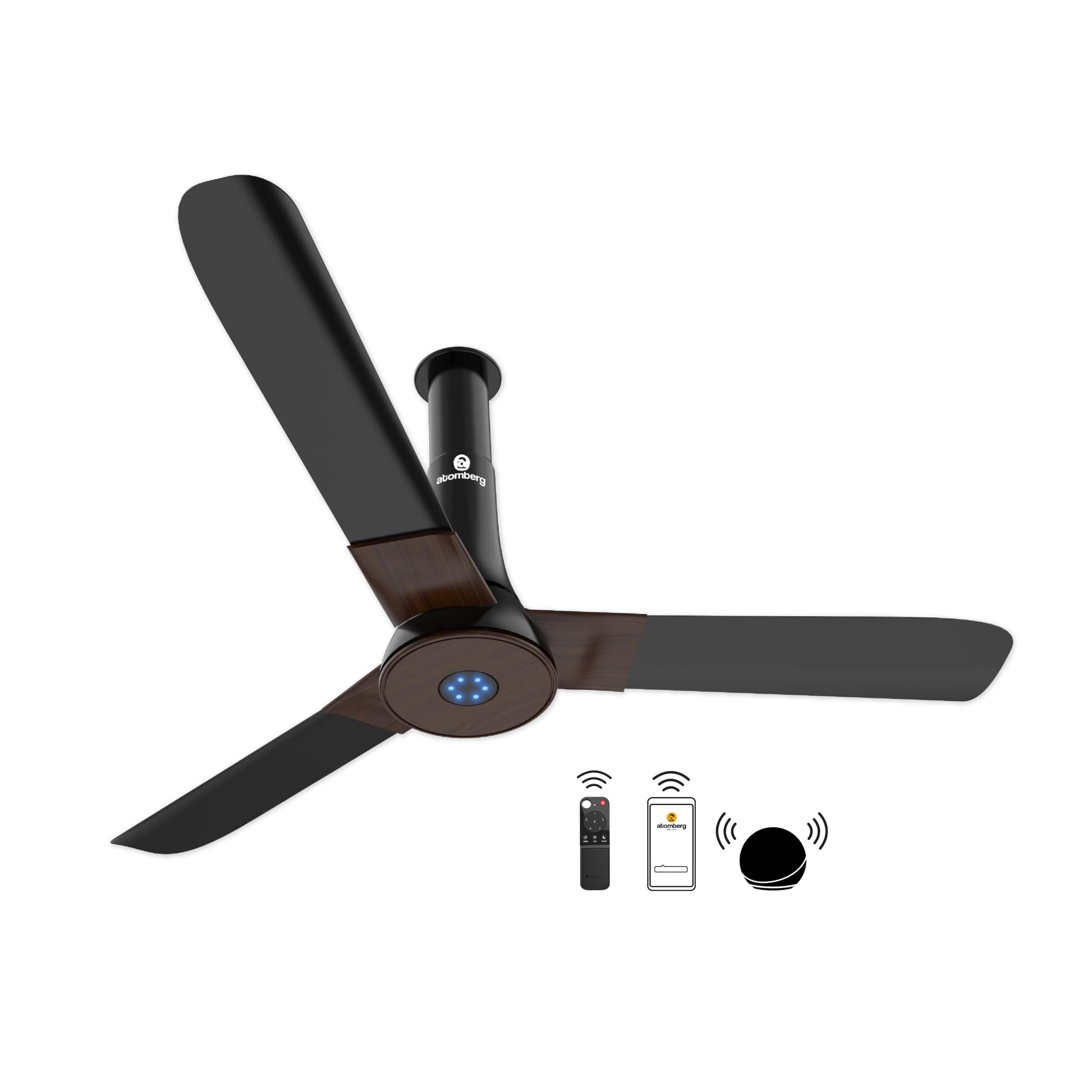 atomberg Studio Smart+ BLDC Ceiling Fan 1200 mm with IoT and Remote Control, BEE 5-Star Ceiling Fan, High Air Supply with LED Indicators, 2+1 Year Warranty (Coffee)