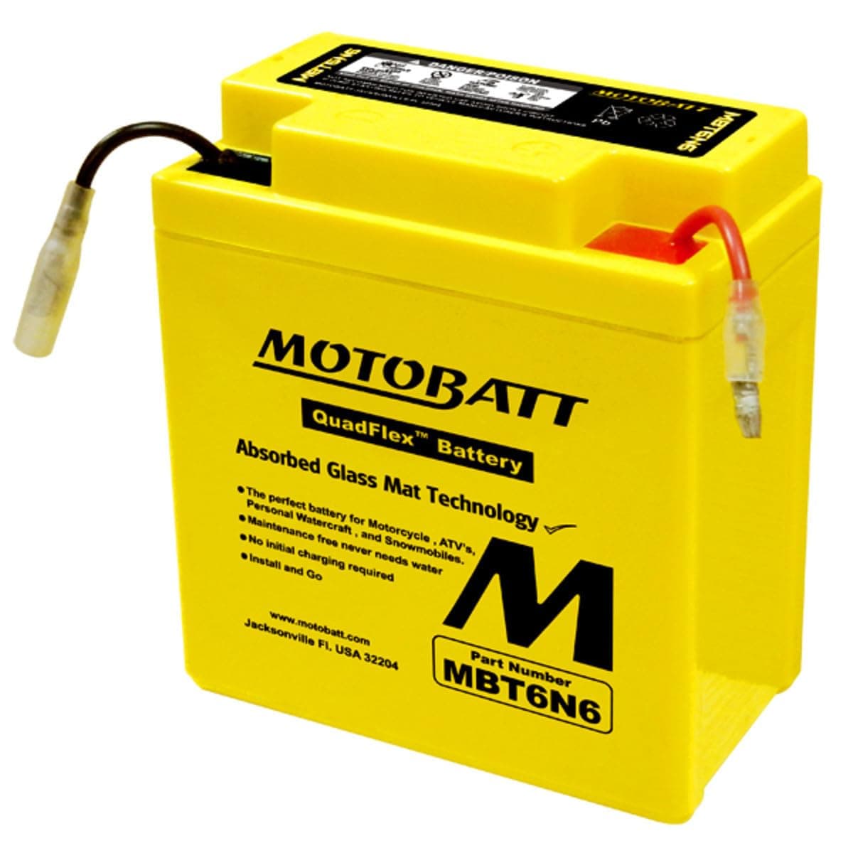 MotoBatt MBT6N6 (6V 6 Amp) AGM Motorcycle Battery | 6 Volt Sealed Lead Acid Battery Replacement for Motorcycles | Factory Activated Maintenance Free QuadFlex Rechargeable 6V Battery - Replaces 6N6-3B
