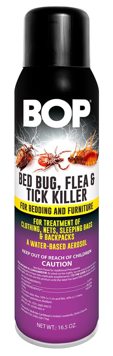 BOP Bed Bug, Flea and Tick Killer, 16.5 oz, Easy to Use Pest Control Spray, Kills Bugs On Contact and Keeps Your Home Insect Free, Indoor/Outdoor Use for Quick Results