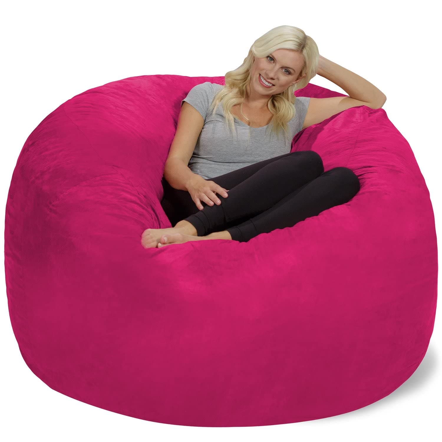Chill Sack Bean Bag Chair: Giant 6' Memory Foam Furniture Bean Bag - Big Sofa with Soft Micro Fiber Cover, Pink
