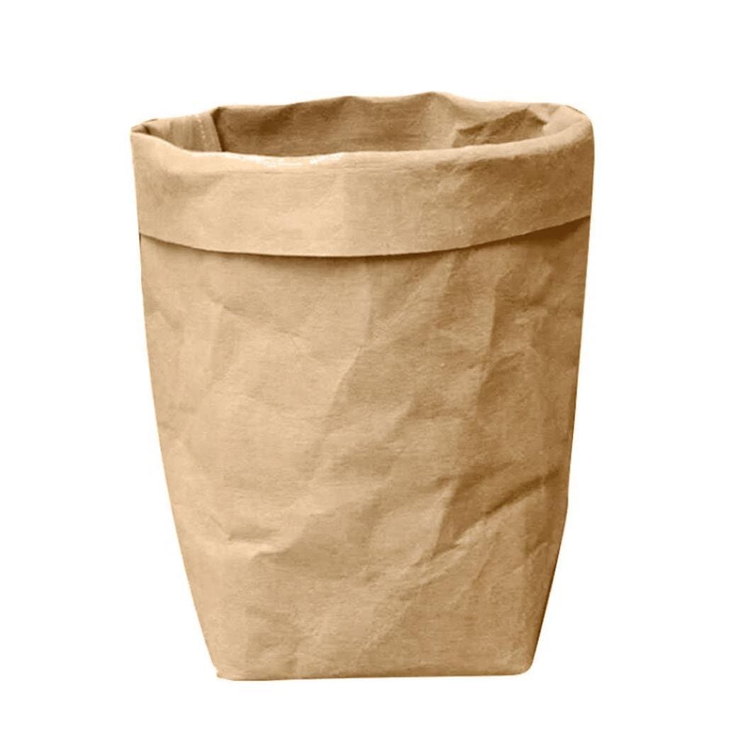 Cinhent Home 1PC Washable Multifunction Kraft Paper Bag, Plant Flowers Pots, Durable and Storage Bag, Reuse Eco Friendly Beautiful Decor for Home & Garden, Size：8×8×15 cm (Brown)