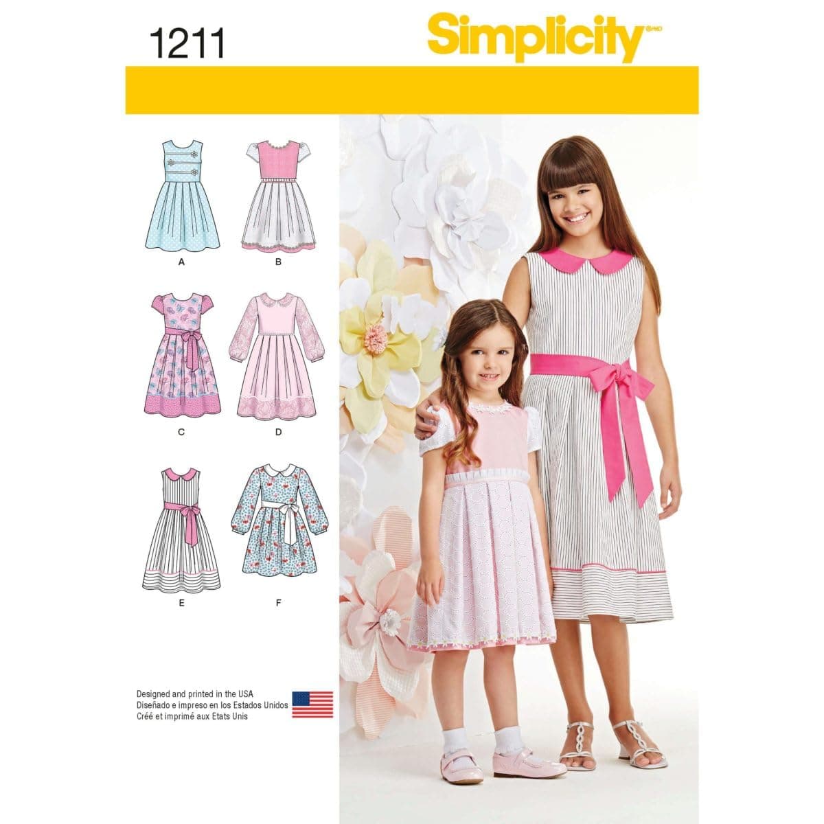 Simplicity Sewing Pattern 1211: Child's and Girls' Dress in Two Lengths, Size, Paper, White, K5 (7-8-10-12-14)