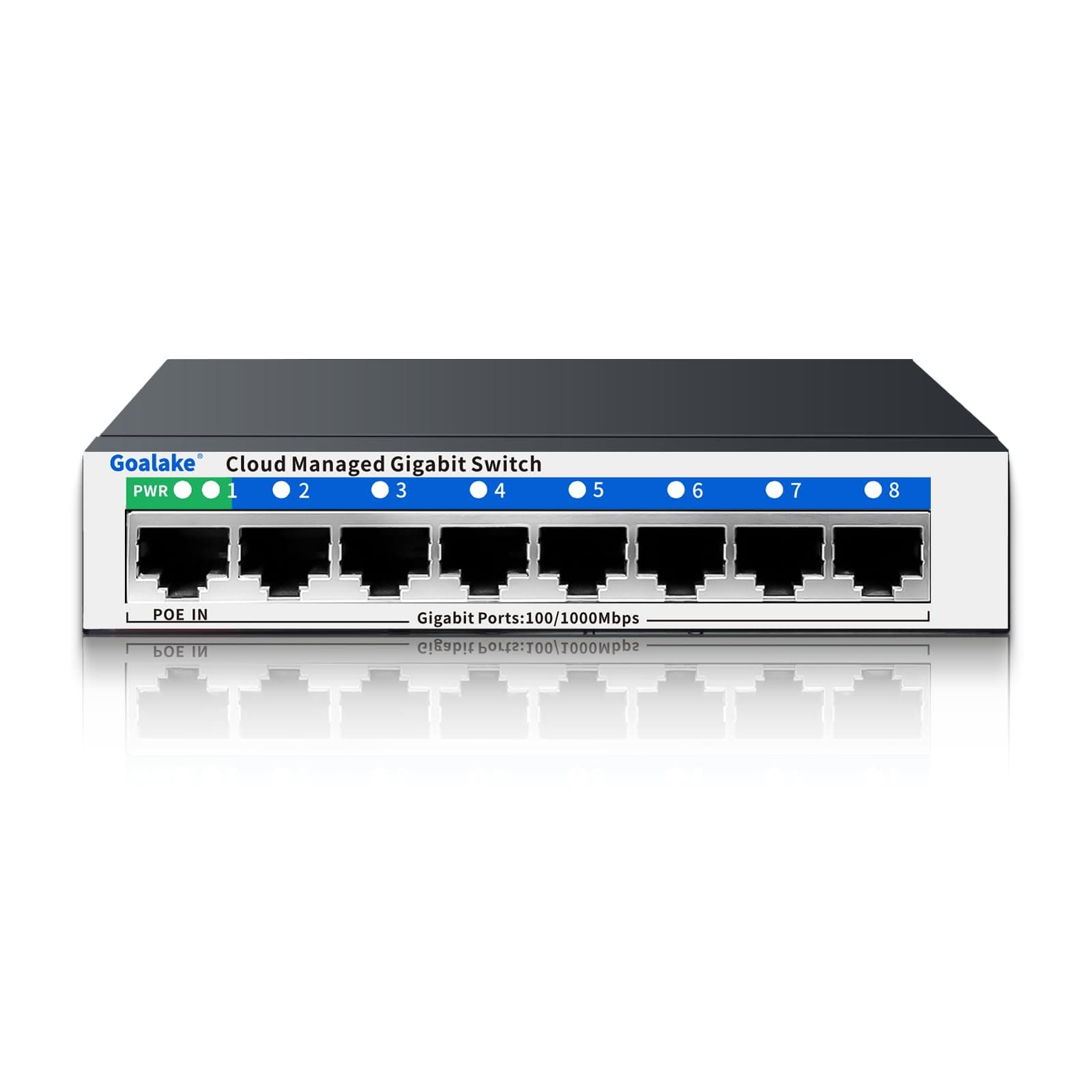 8 Port Gigabit Switch, Easy Smart Managed Ethernet Switch, Network Hub, Ethernet Splitter, Plug & Play, Fanless Metal Design, VLAN, Qos, Support PoE Powered, Desktop or Wall Mount
