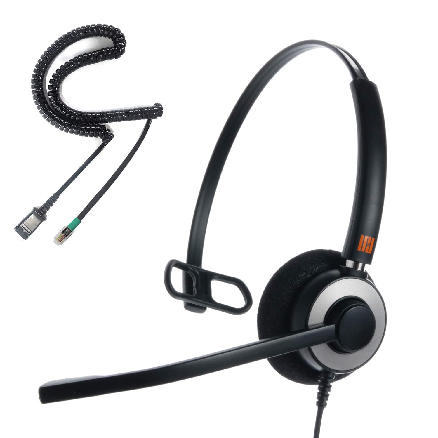 IPD IPH-160 Professional Mono Noise Cancelling, Corded Call Center/Office Headset with U10P-S Bottom Cable, Compatible with Panasonic, SAXA, Fujitsu, Yealink, Cisco, LG IP Phones