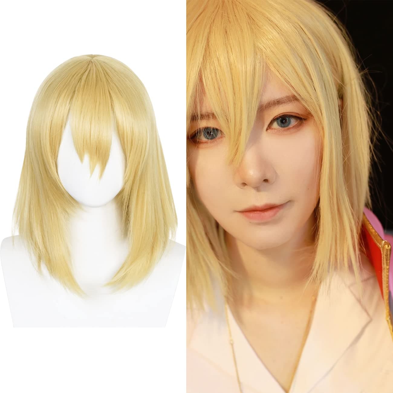 Cindylou FUSOO Short Blonde Wig for Howl Cosplay Wig Synthetic Hair Straight Wig for Halloween Costume Party Wigs