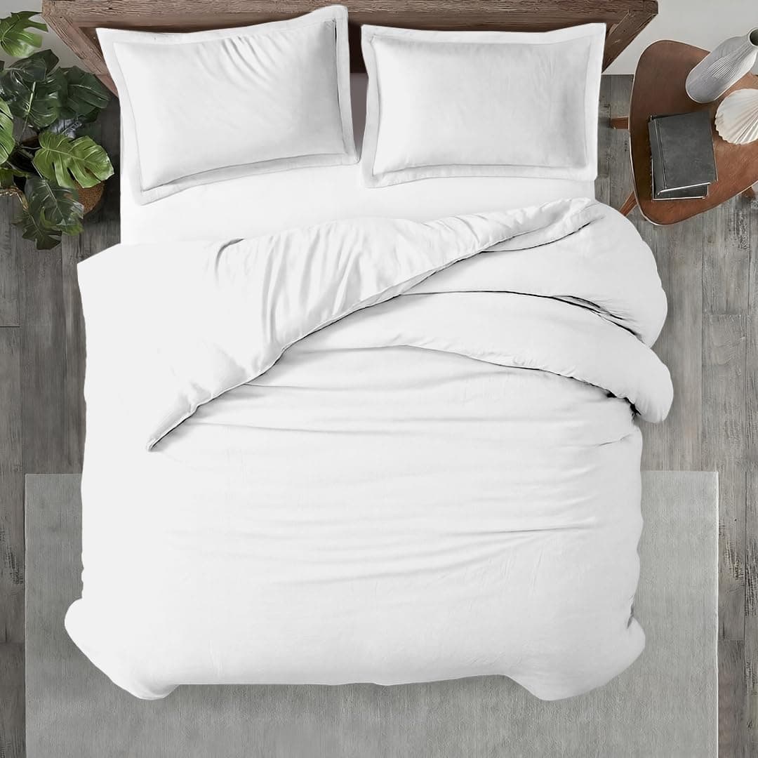 Kotton Culture 3 Pc 120" x 98" Duvet Cover Set Oversized King 100% Egyptian Cotton - 600 Thread Count Comforter Cover, Zipper Closure & Corner Ties - Fits Large King Inserts - White