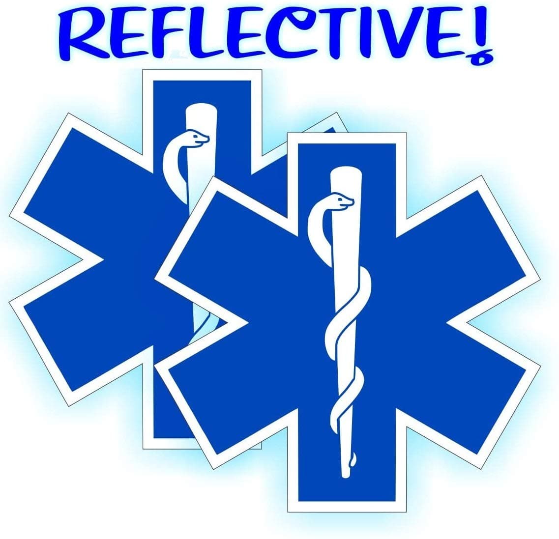2 pcs Reflective Star of Life Hard Hat Stickers | Fire Rescue Helmet Motorcycle Vinyl Decals | Paramedic EMT Ambulance Labels Badges CPR AED First Aid Nurse RN DMT