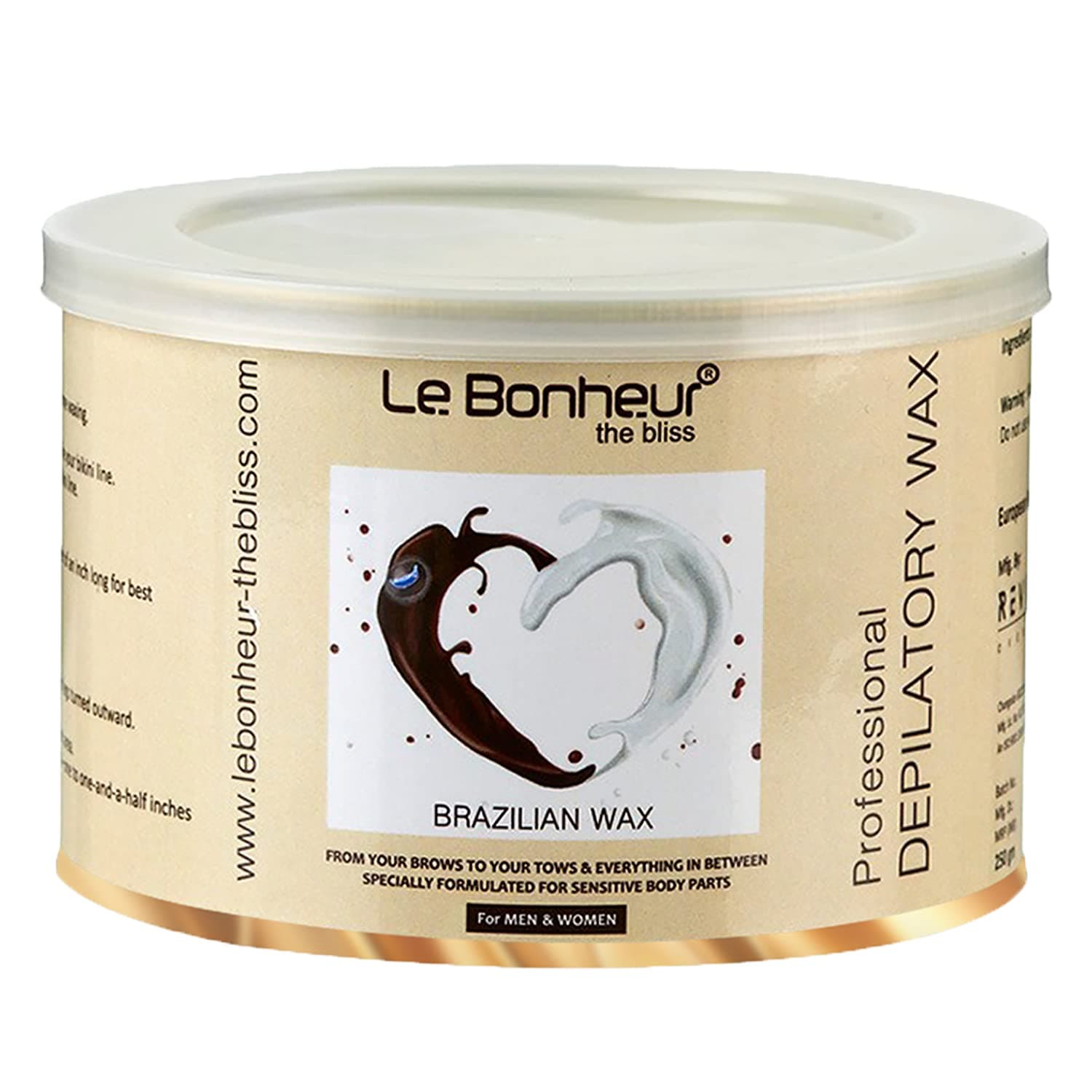 - Le Bonheur Stripless Brazilian Liposoluble Wax | Removes hair from the root with minimal breakage | Face - Upper Lips - Arms - Legs - Bikini Line - Underarms and Full Body | Men & Women | 250gm