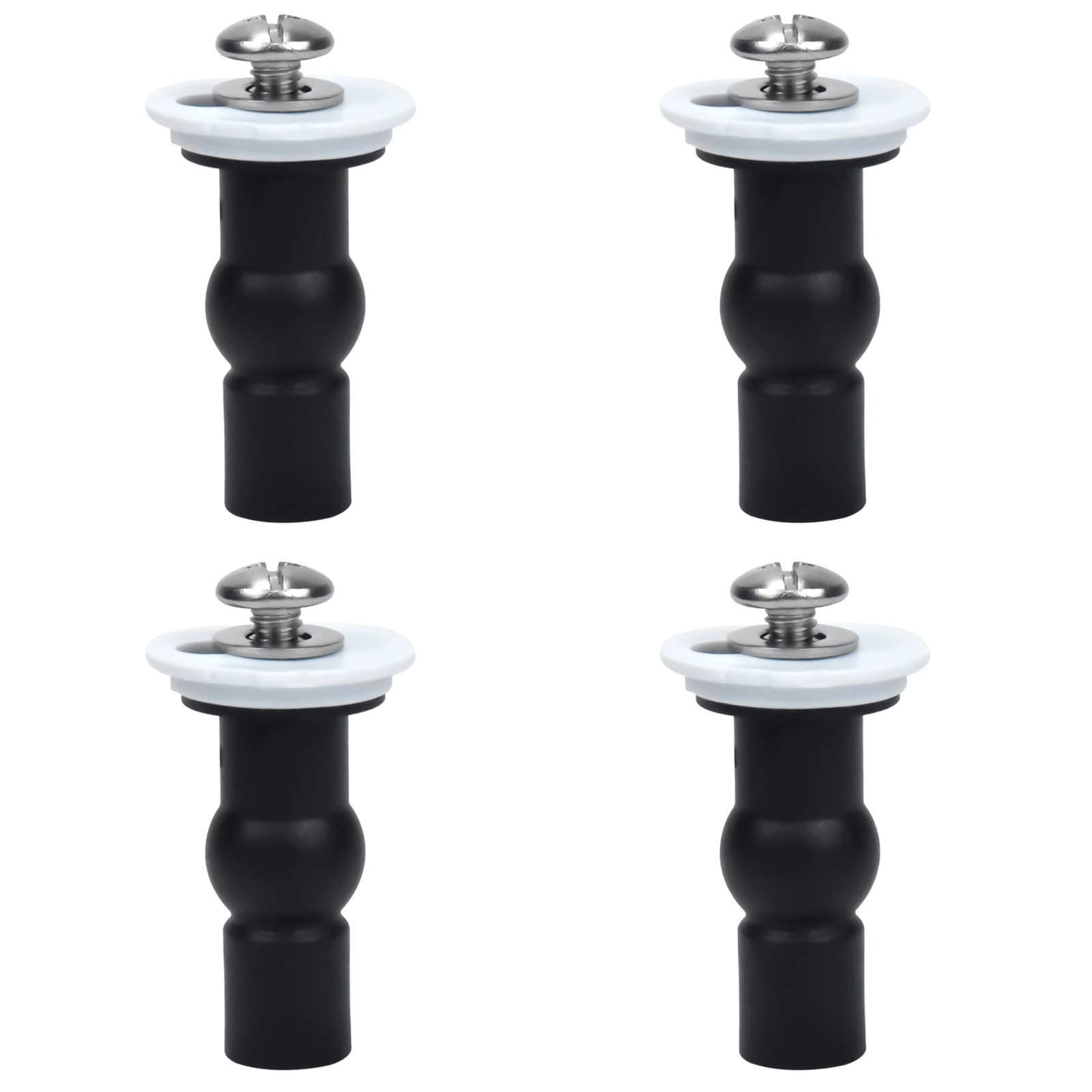 Skyzone 4 Pack Toilet Seat Hinges Screws Toilet Seat Fittings Blind Hole Fixings Expanding Rubber Top Nuts Screws with 4 Pieces Plastic Washers