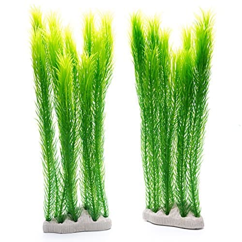 MACHUMA Artificial Aquarium Plants 2Pcs, Fish Tank Aquarium Decorations Background Green Water Plants, Safe for All Fish & Pets