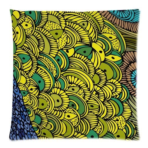 Peacock Feathers 18 x 18 Cotton & Polyster Throw Pillow Case Custom Zippered Decorative Cushion Cover (Two Sides)