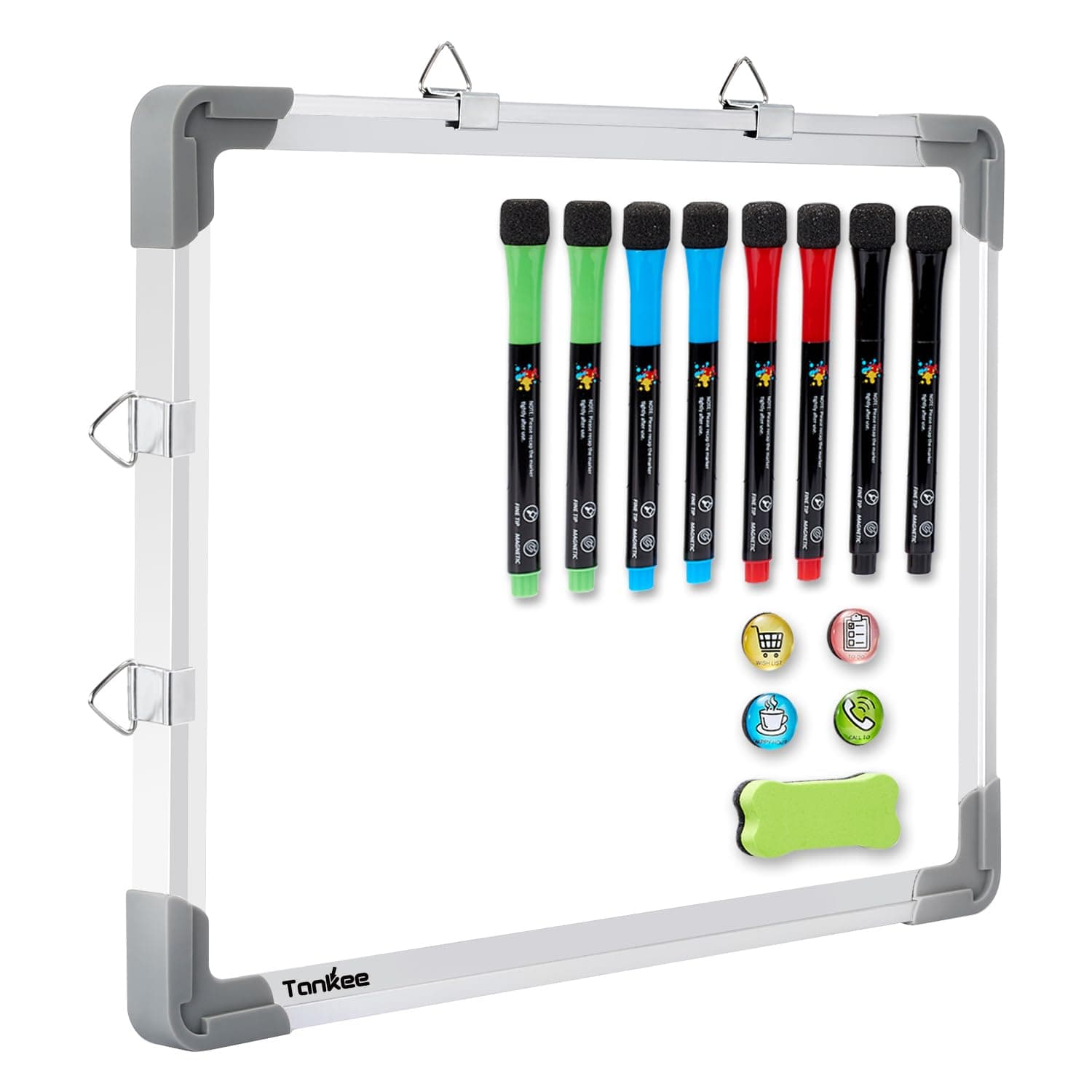 Small Dry Erase White Board – TANKEE 12" x 16" Magnetic Hanging Whiteboard for Wall Portable Mini Double Sided Easel Hold in Hand for Drawing, Kitchen Grocery List, Memo Board