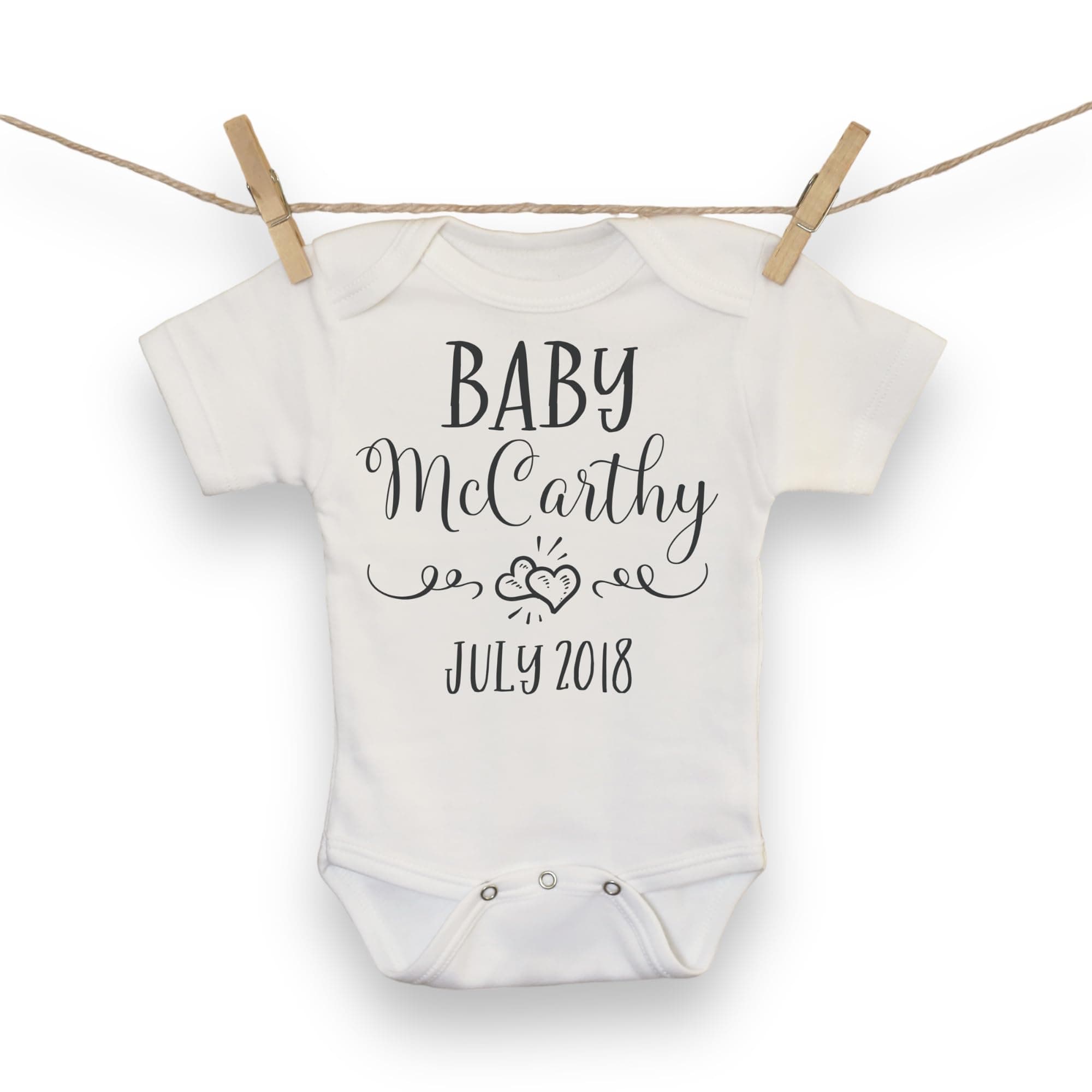 Pregnancy Reveal Simple Hearts Onesie, Reveal to Husband, Pregnancy Announcement, Customized Onesie