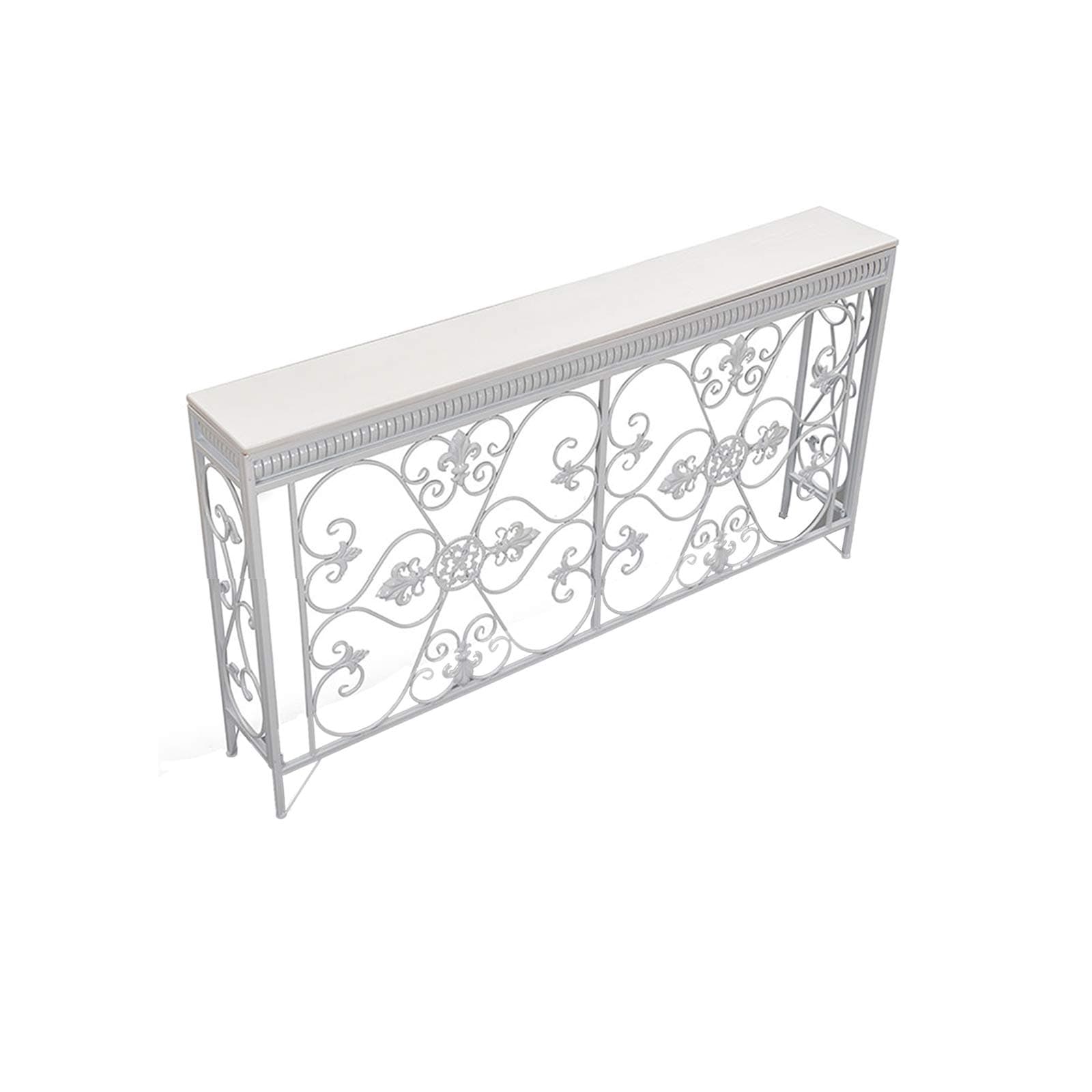 BZ-ZK Industrial Style Console Table, Slim Side Table European Style Bar Table Wood Look Accent Furniture with Metal Frame, 90 * 25 * 80CM(Size:90 * 25 * 80CM,Color:White)