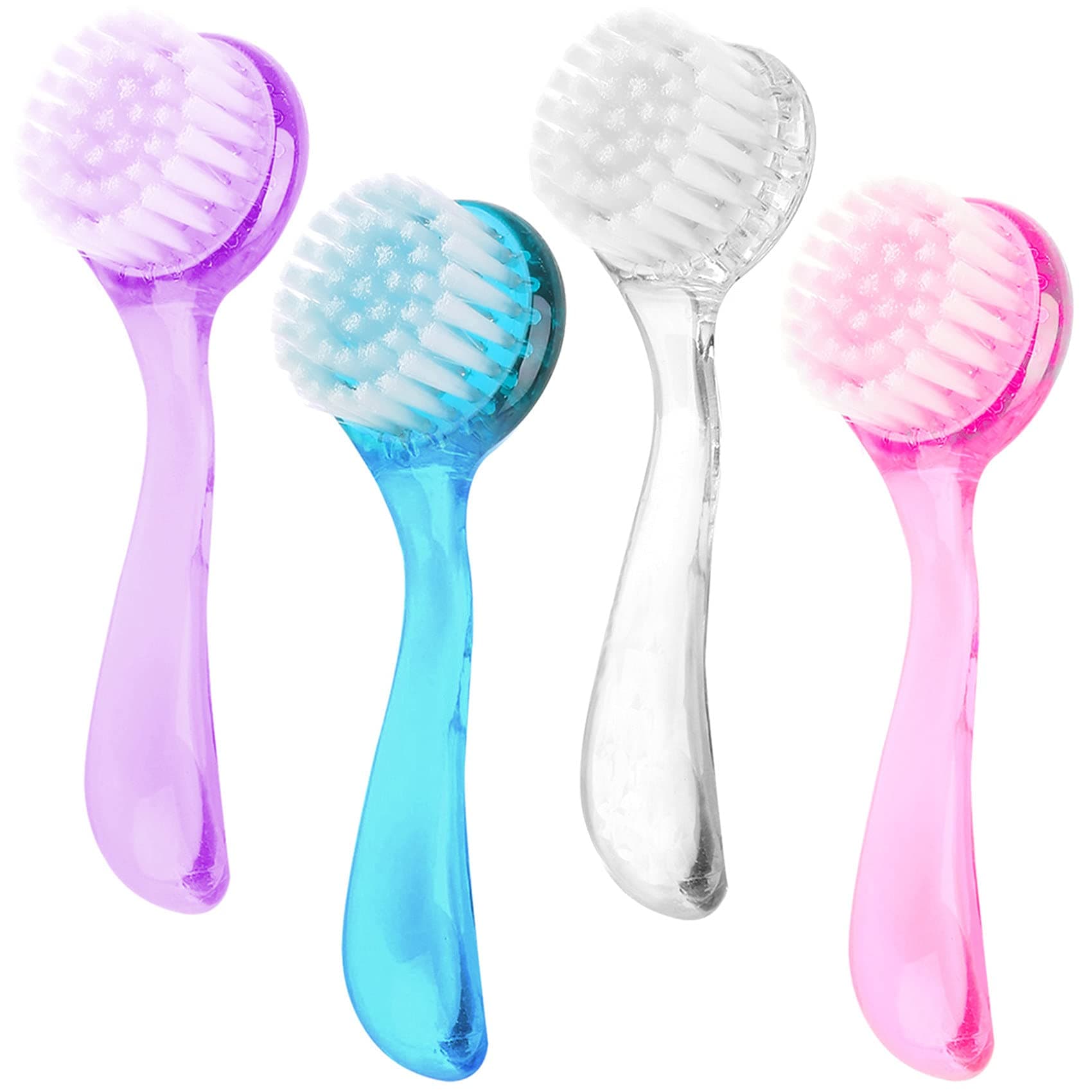 4 Colors Facial Cleansing Brush, Face Scrubber Exfoliating Brush Face Wash Scrub Exfoliator for Skin Care, Makeup Removal (Blue, Pink, Purple, Clear)