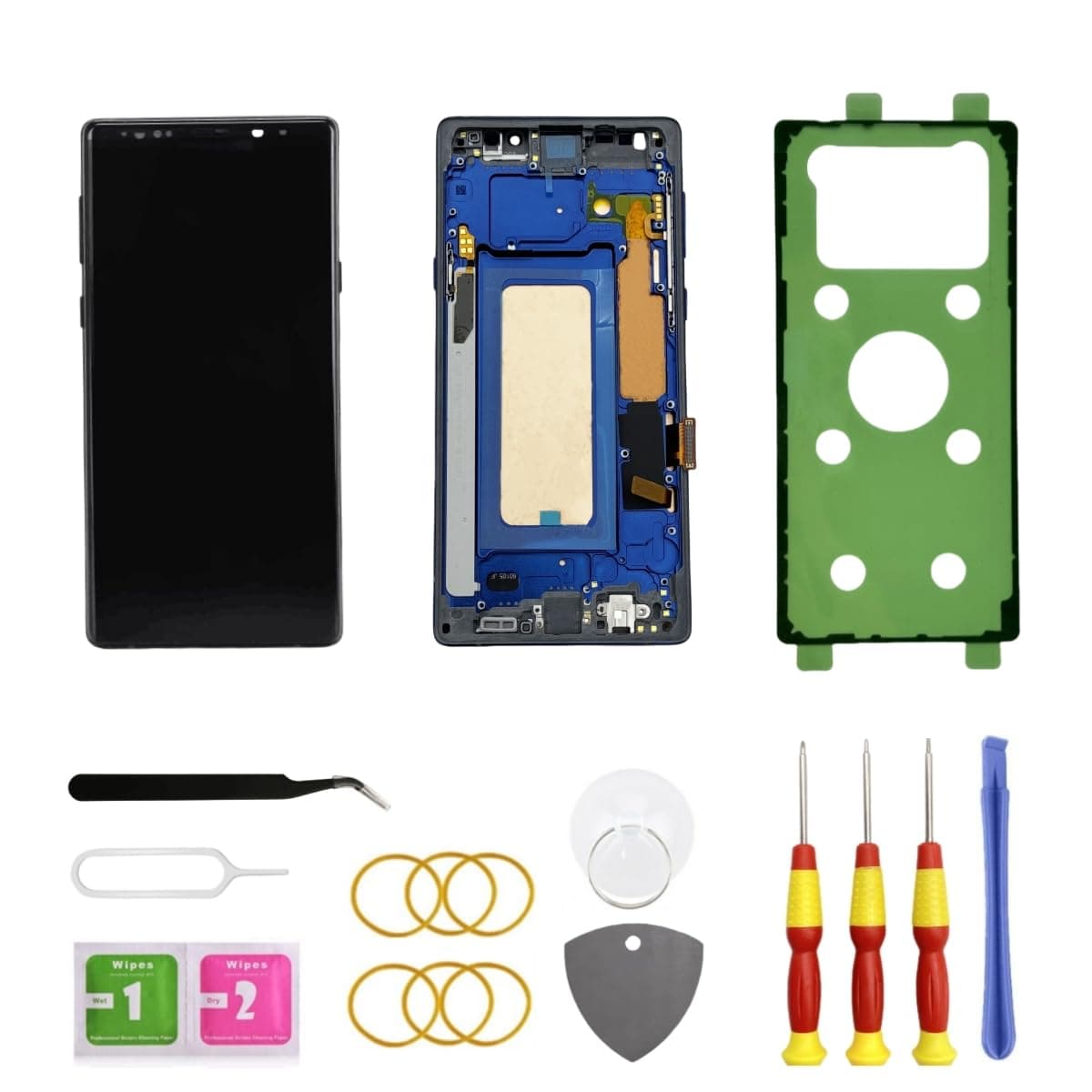 Galaxy Note9 LCD Display Screen Assembly Replacement for Samsung Galaxy Note9 Touch Digitizer Screen with Frame Toolkits SM-N960U N960F No Fingerprint (Blue)