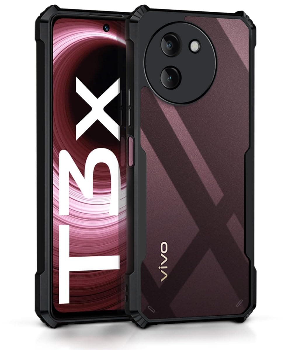 WOW IMAGINE Thermoplastic Polyurethane Shock Proof Clear Protective Back Case For Vivo T3X 5G-Airedge Technology|360 Degree Camera Protection|Transparent Hybrid Back Case Mobile Cover-Black